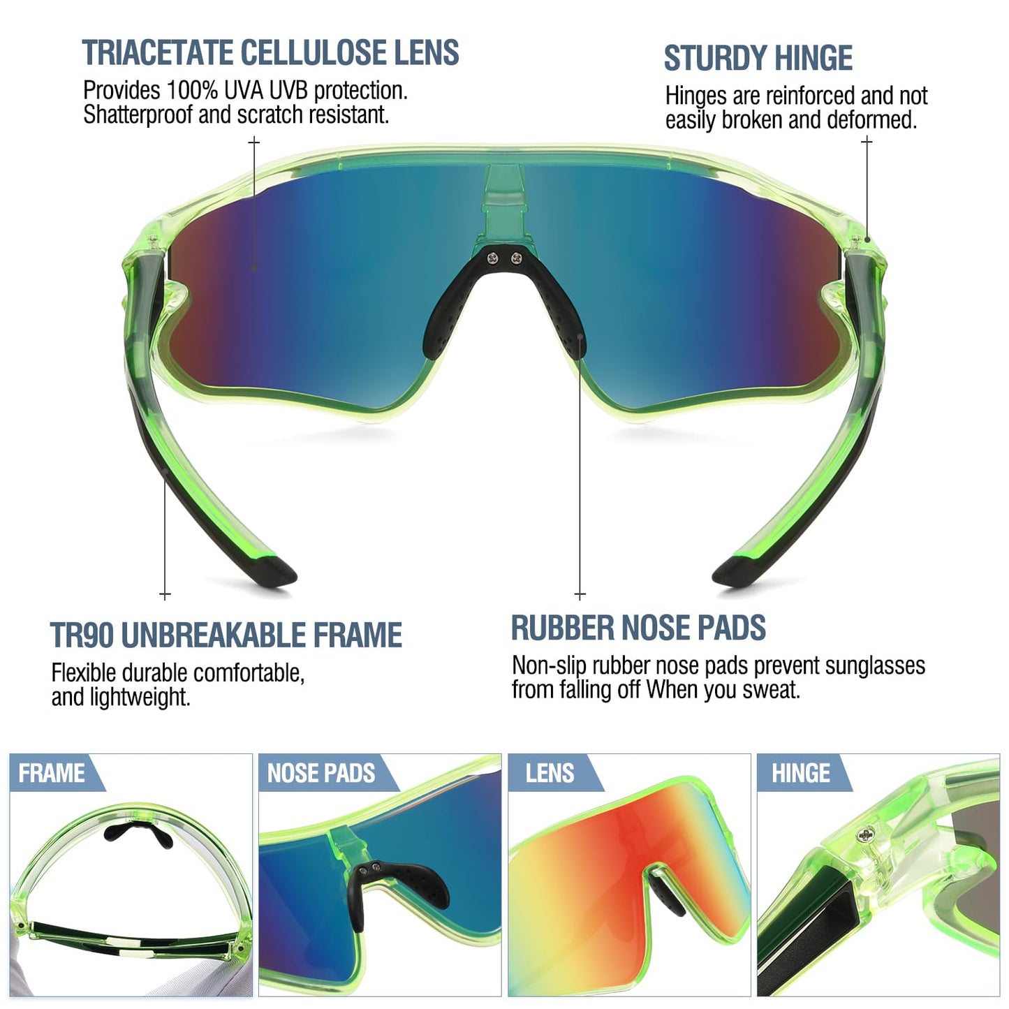 DUCO Kids Sunglasses Youth Baseball Sun Glasses Lightweight TR90 Frame UV400 Sports Cycling Shades for Boys Girls DK268
