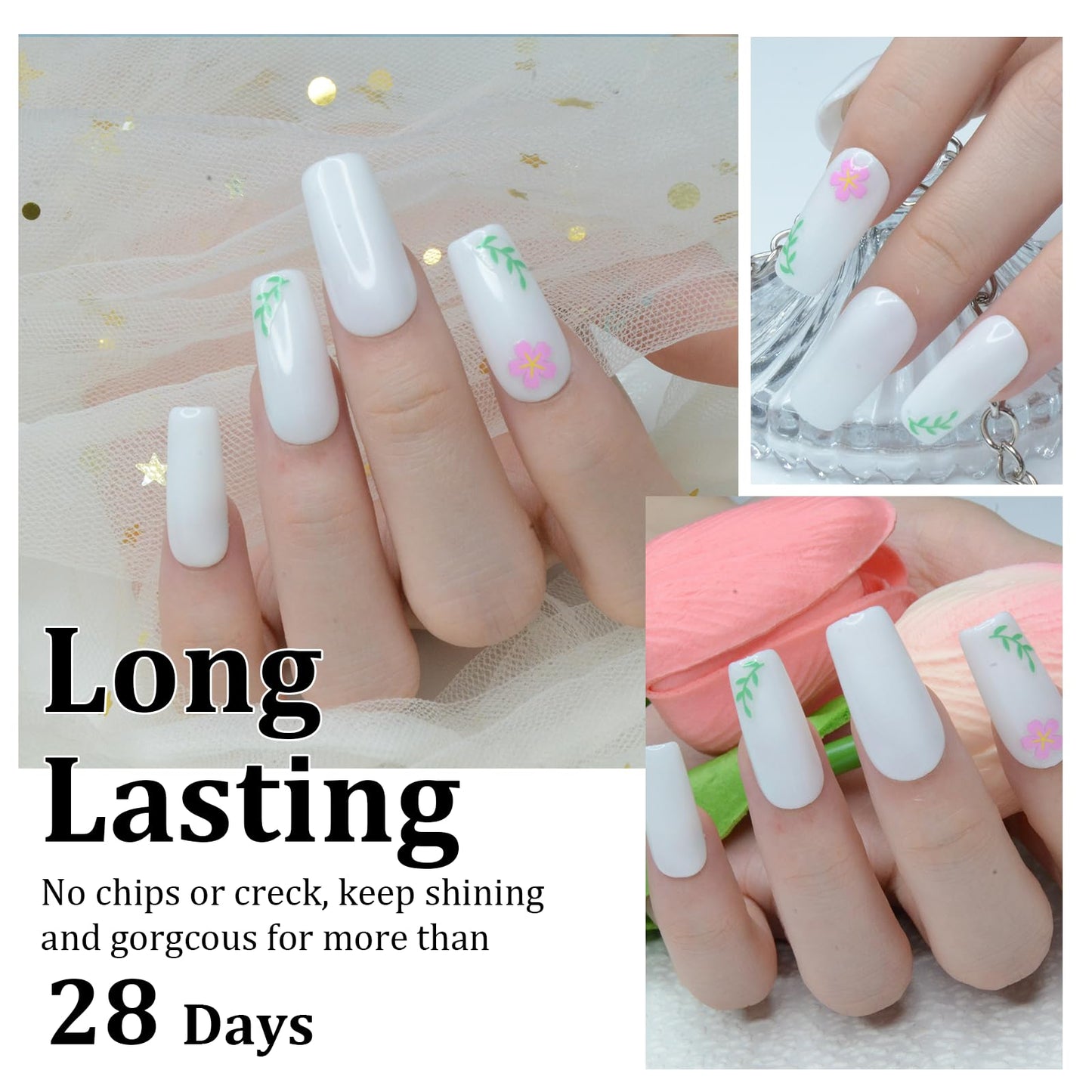 EODCI White Color Dip Powder, 1OZ Nail Dipping Powder for Long-lasting 28 Days+ Dip Nail Art French Manicure Nail Starter & Professional Home DIY Salon Use 28g