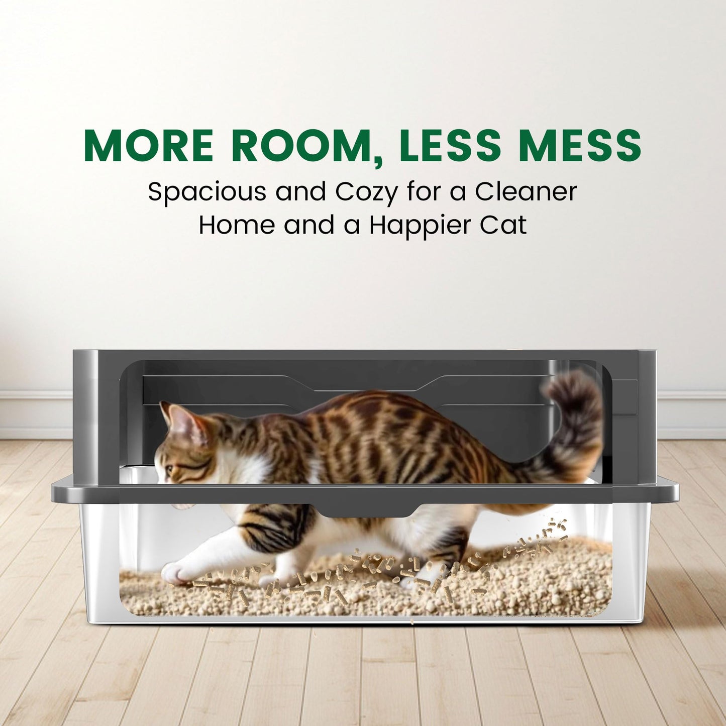 2-Pack XXXL Stainless Steel Cat Litter Box – Extra Large 28" L x 20" W with High Sides & Lid, Non-Stick, No Odor, Leak-Proof Metal Boxes for Large & Multiple Cats, Easy to Clean
