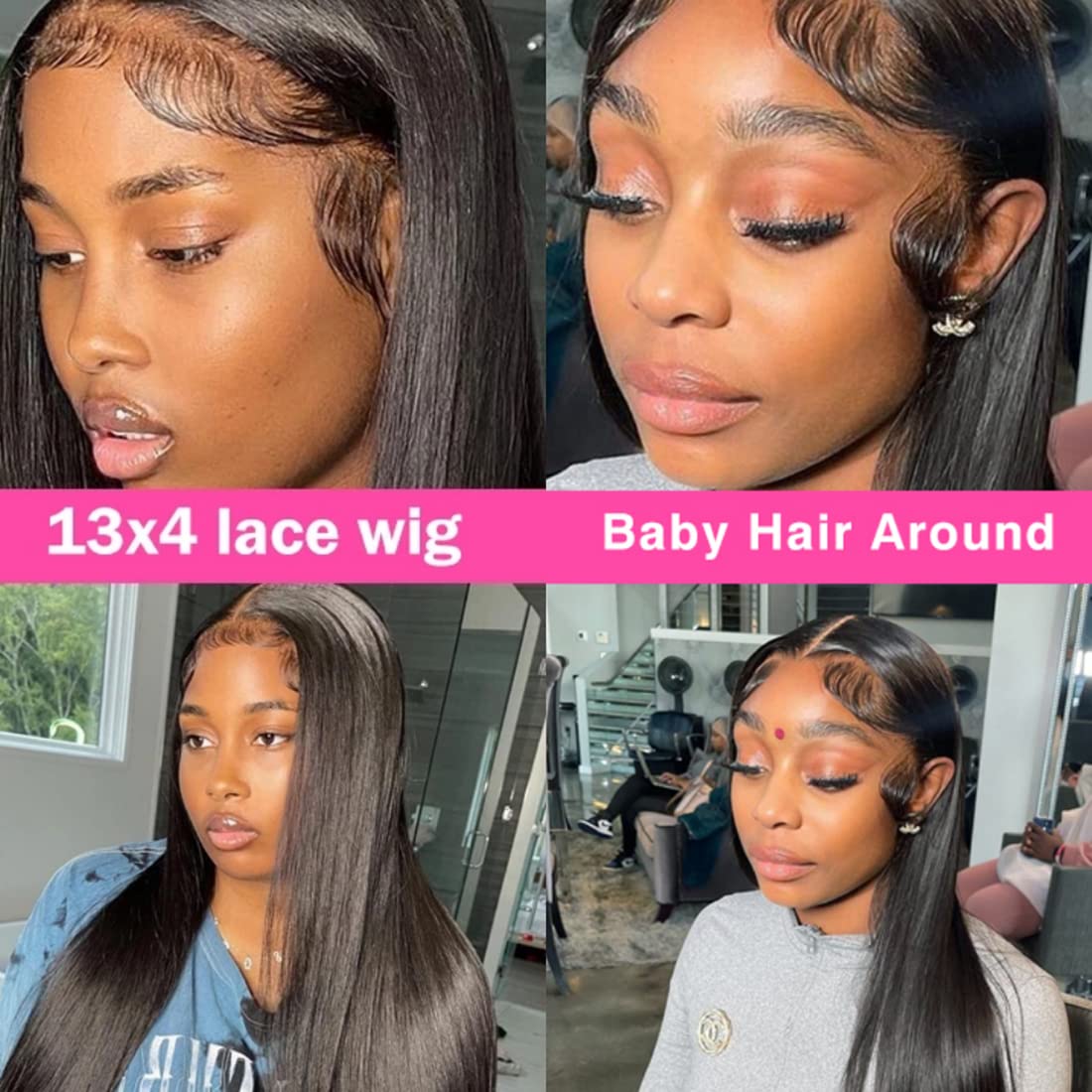 Eileen 13x4 HD Lace Front Wigs Human Hair Straight 28 Inch 180 Density Glueless Wigs Human Hair Straight Lace Frontal Wigs Human Hair Closure Wig Human Hair for Women Natural Black