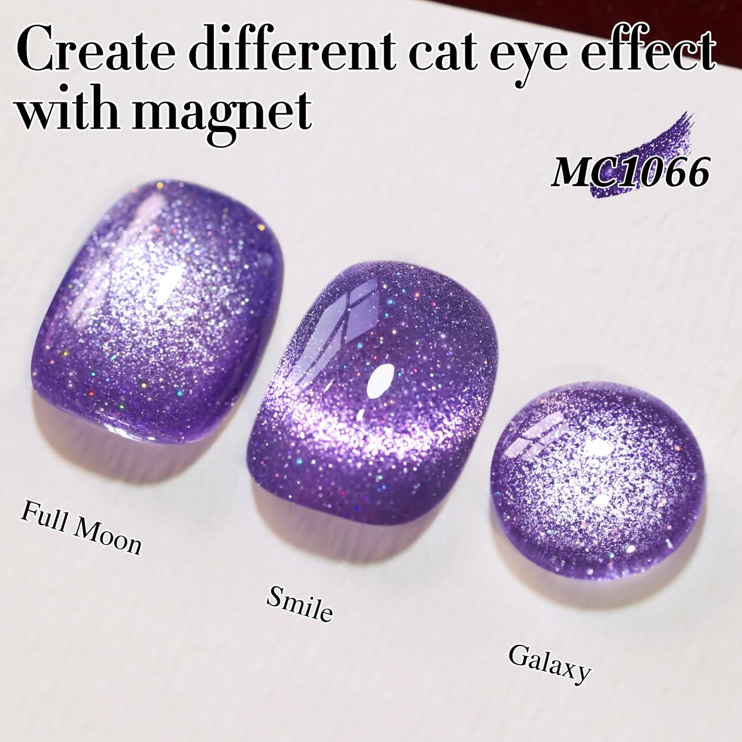 Double Rhythm Jelly Glass Cat Eye Gel Polish with Magnet 15ML Holographic Glitter Shimmer Translucent Sheer Color Magnetic Nail Polish Salon DIY at Home (Dark Purple-MC1066)