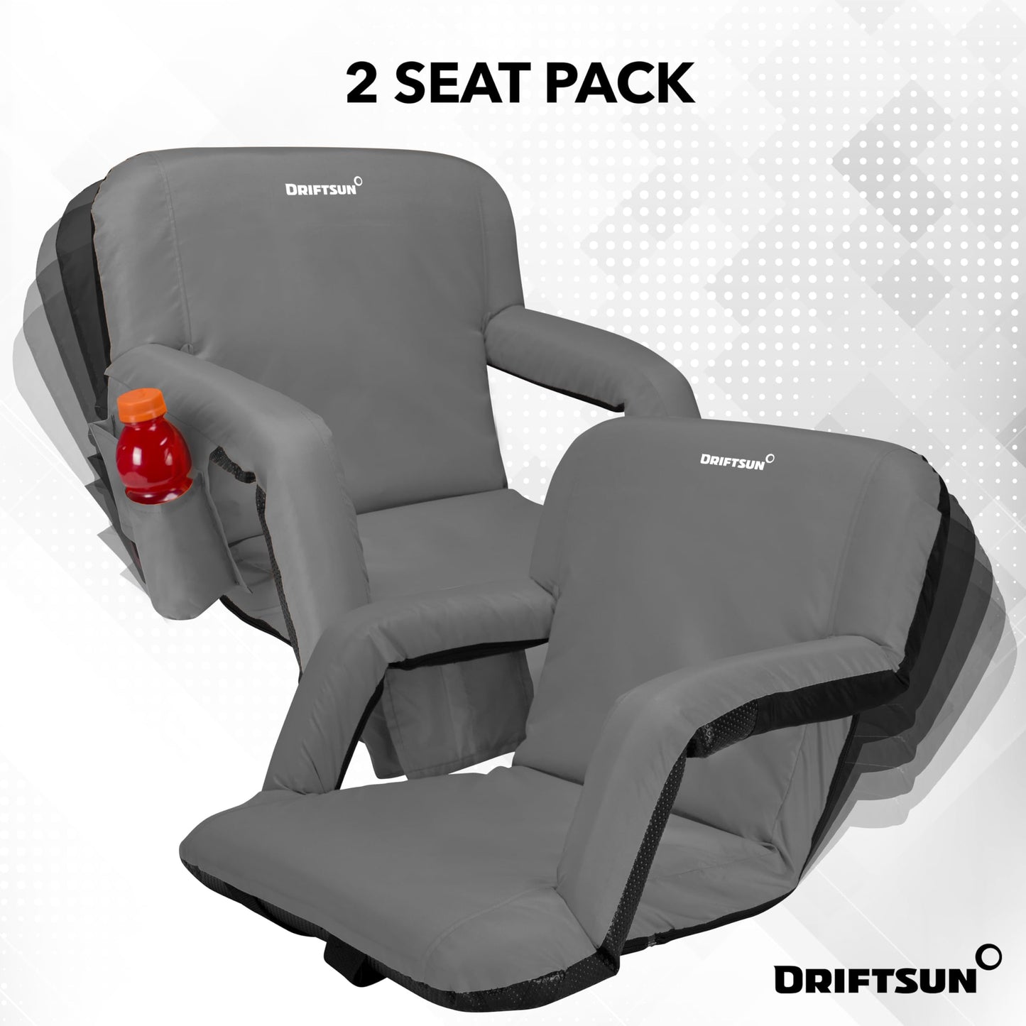 Driftsun 2 Pack Stadium Seats with Back Support, Deluxe Bleacher Chairs with Back Support, Padded Stadium Seats with Backs, Waterproof Stadium Chair