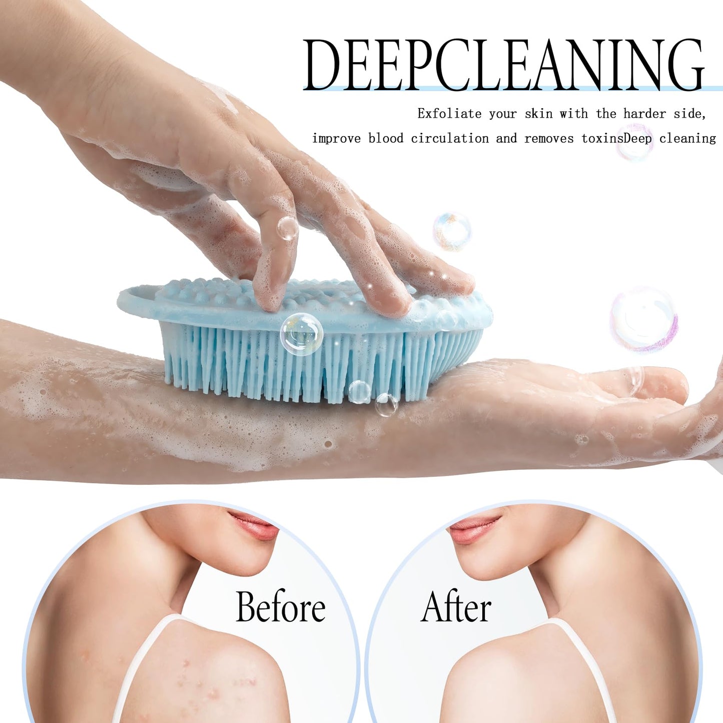 3 Pack Silicone Body Scrubber, Exfoliating Body Scrubber, Soft Silicone Loofah for Women Men, Body Scrubber Fit for Sensitive and All Kinds of Skin, Clean and Sanitary Rapid Foaming