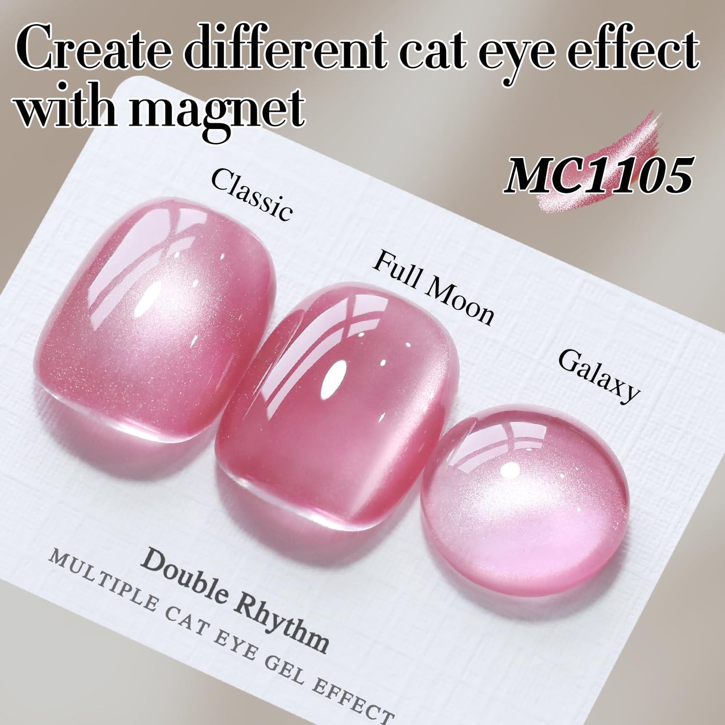Double Rhythm Jelly Glass Cat Eye Gel Polish with Magnet 15ML Holographic Glitter Shimmer Translucent Sheer Color Magnetic Nail Polish Salon DIY at Home (Jelly Pink-MC1105)