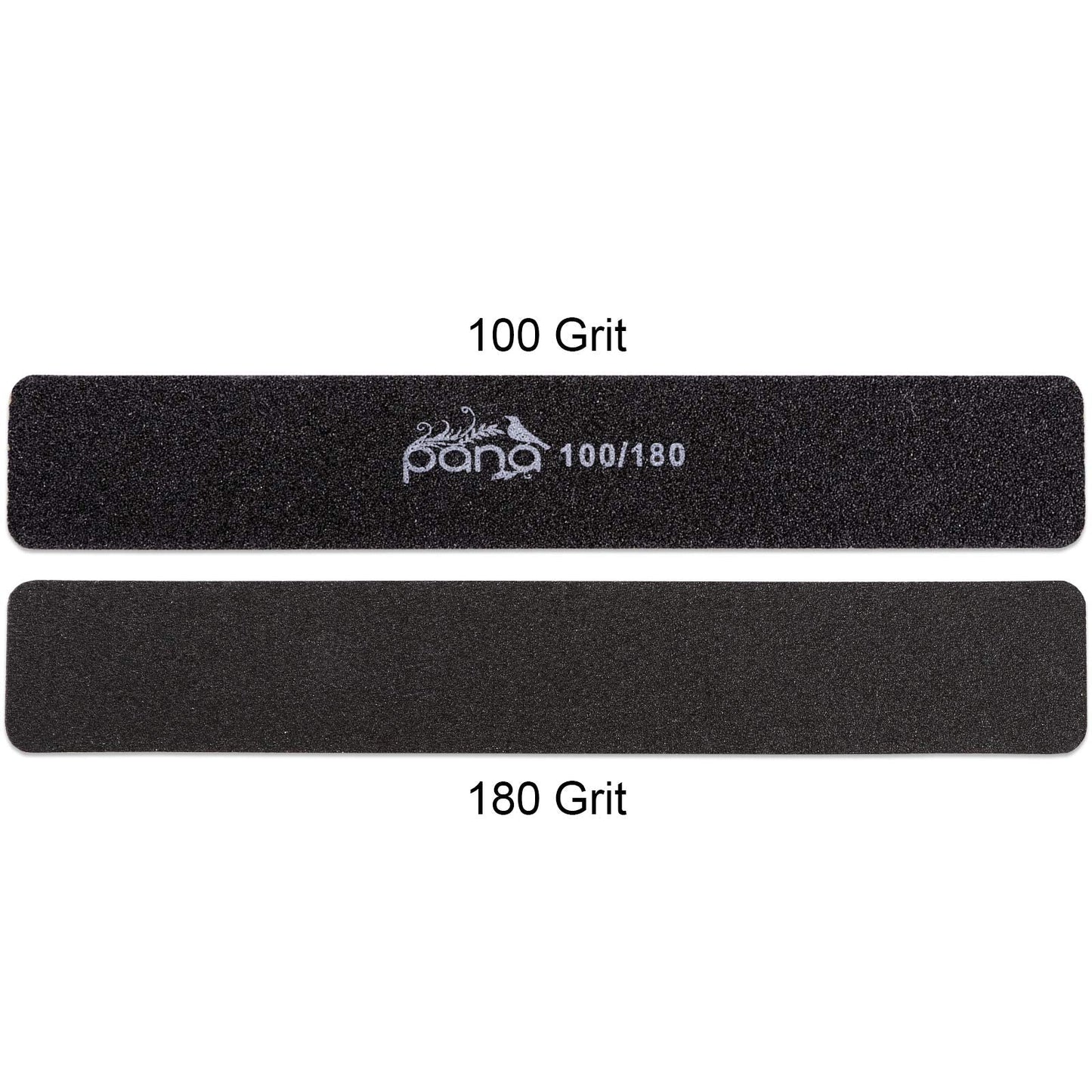 10PCS Jumbo Size PANA Professional Double Sided Nail Files - Black, 100/180 Grit - Emery Board Nail Buffering File Manicure Pedicure Nail Polisher Washable