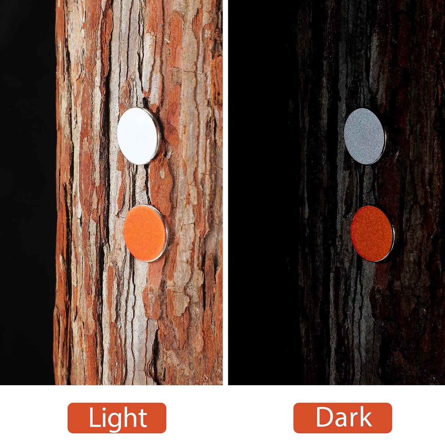 200 Pack White and Orange Reflective Tacks Trail Marking Tacks Glow Tacks Reflective Trail Markers Hunting Reflector Tacks Mark Trail Reflective Thumb Tacks for Hunting Hiking Camping Tree Stand