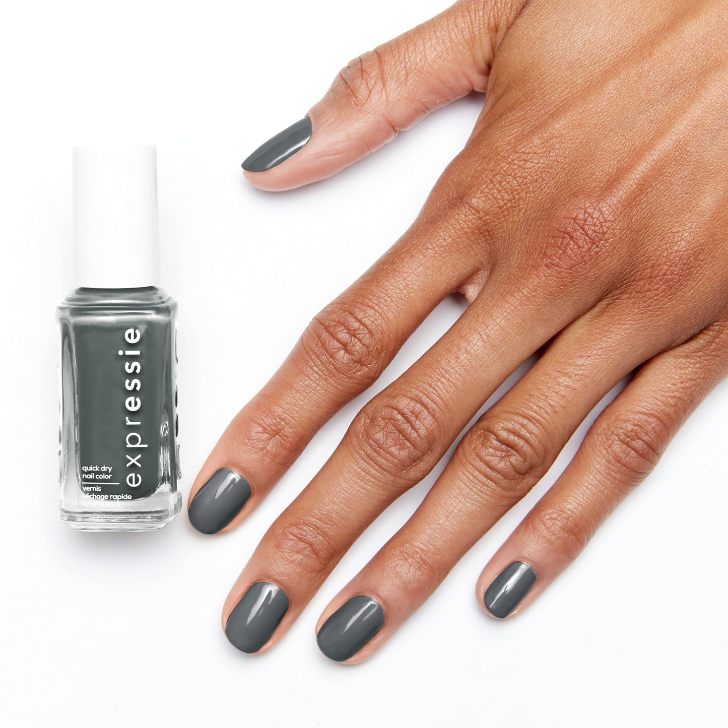 essie Expressie Nail Polish, Quick-Dry Muted Gray Nail Polish, Vegan, Cut To The Chase, 0.33 fl oz