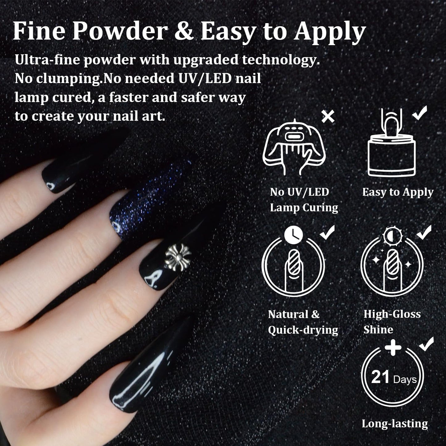 EODCI Black Dip Powder, 1OZ Neutral Nail Dip Powder for Long-lasting 28 Days+ Dip Nail Art French Manicure Nail Starter & Professional Home DIY Salon Use