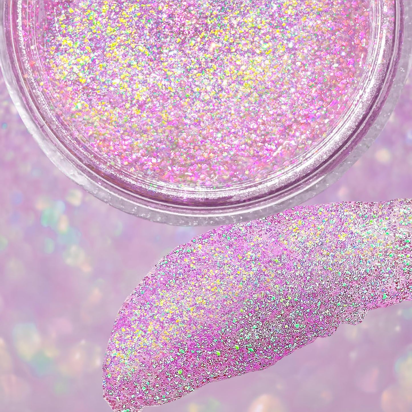 2 Pack Holographic Body Glitter Gel for Body, Face, Hair and Lip Color Changing Sparkling Face Glitter Gel for Music Festival Halloween Concerts Art Party Rave (Neon Pink + Pink Chameleon)
