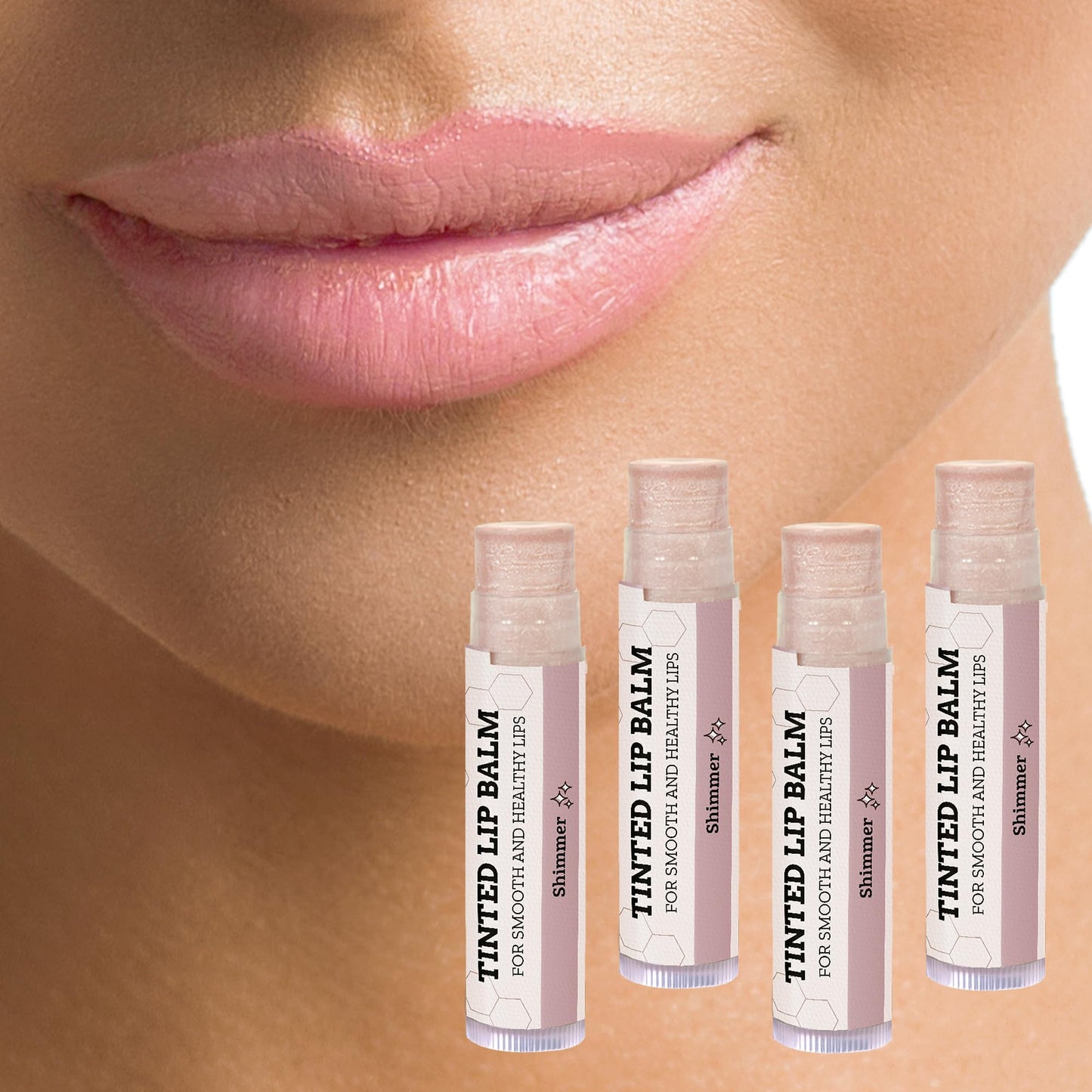 Earth's Daughter Tinted Lip Balm Shimmer 4 Pack, Beeswax, Coconut Oil, Cocoa Butter, Vitamin E, Moisturize and Beautify, Paraben Free