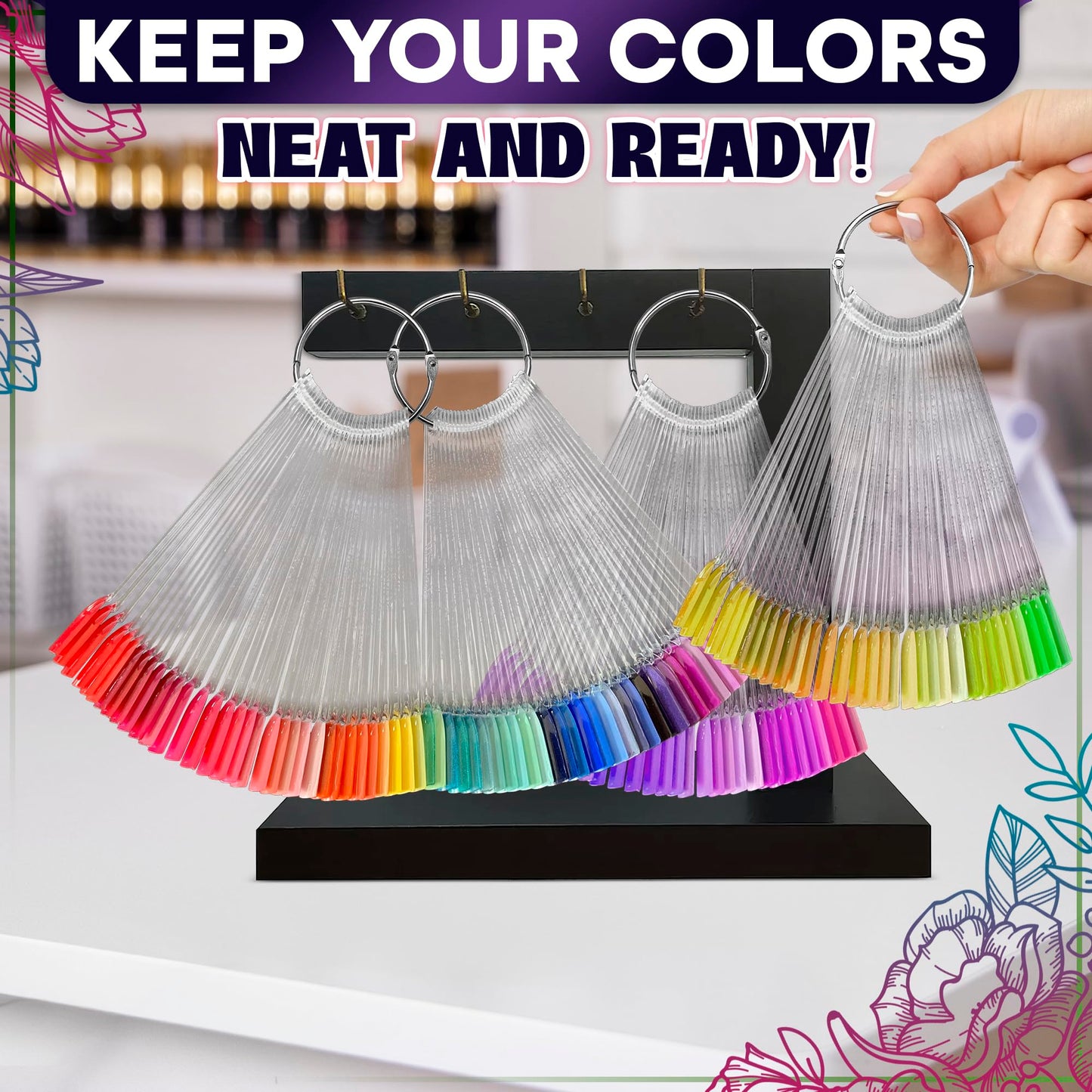 200 Pcs Clear Nail Swatch Sticks - Nail Swatches for Gel Polish - Transparent Acrylic Practice Tips with Metal Rings, Suitable for Displaying Colors, Training Templates for Beginners and Professionals