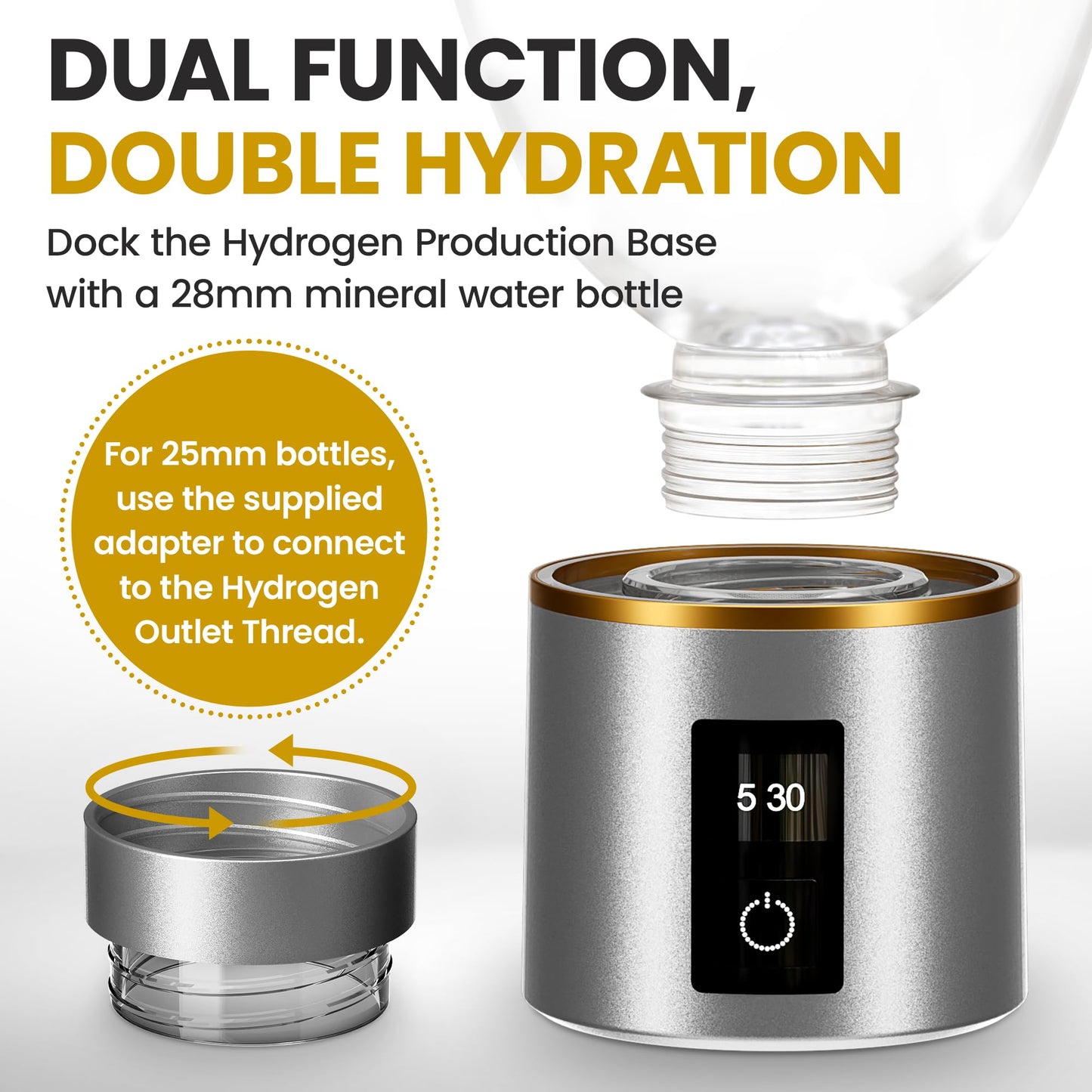Epick Resources Hydrogen Water Bottle Generator – 4000+ ppb Alkaline Hydrogen Water Machine with 2025 SPE/PEM Technology – 270ml Ionizer for Home, Office & Travel