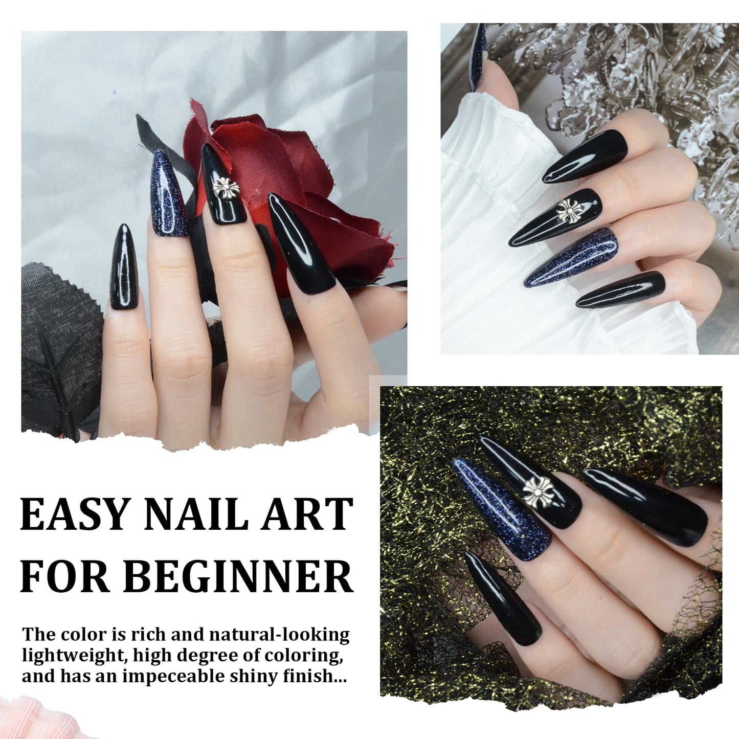 EODCI Black Dip Powder, 1OZ Neutral Nail Dip Powder for Long-lasting 28 Days+ Dip Nail Art French Manicure Nail Starter & Professional Home DIY Salon Use