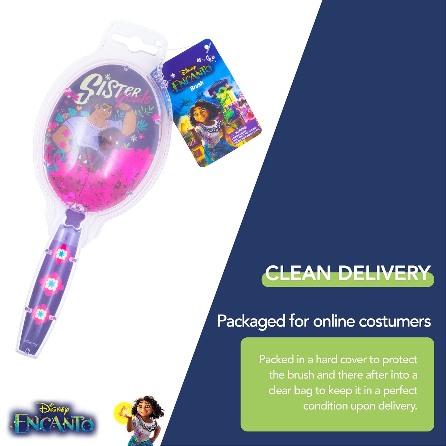 Encanto Hair Brush with Magical Sparkling Stars Confetti HairBrush, Purple - Kids Ages 3+