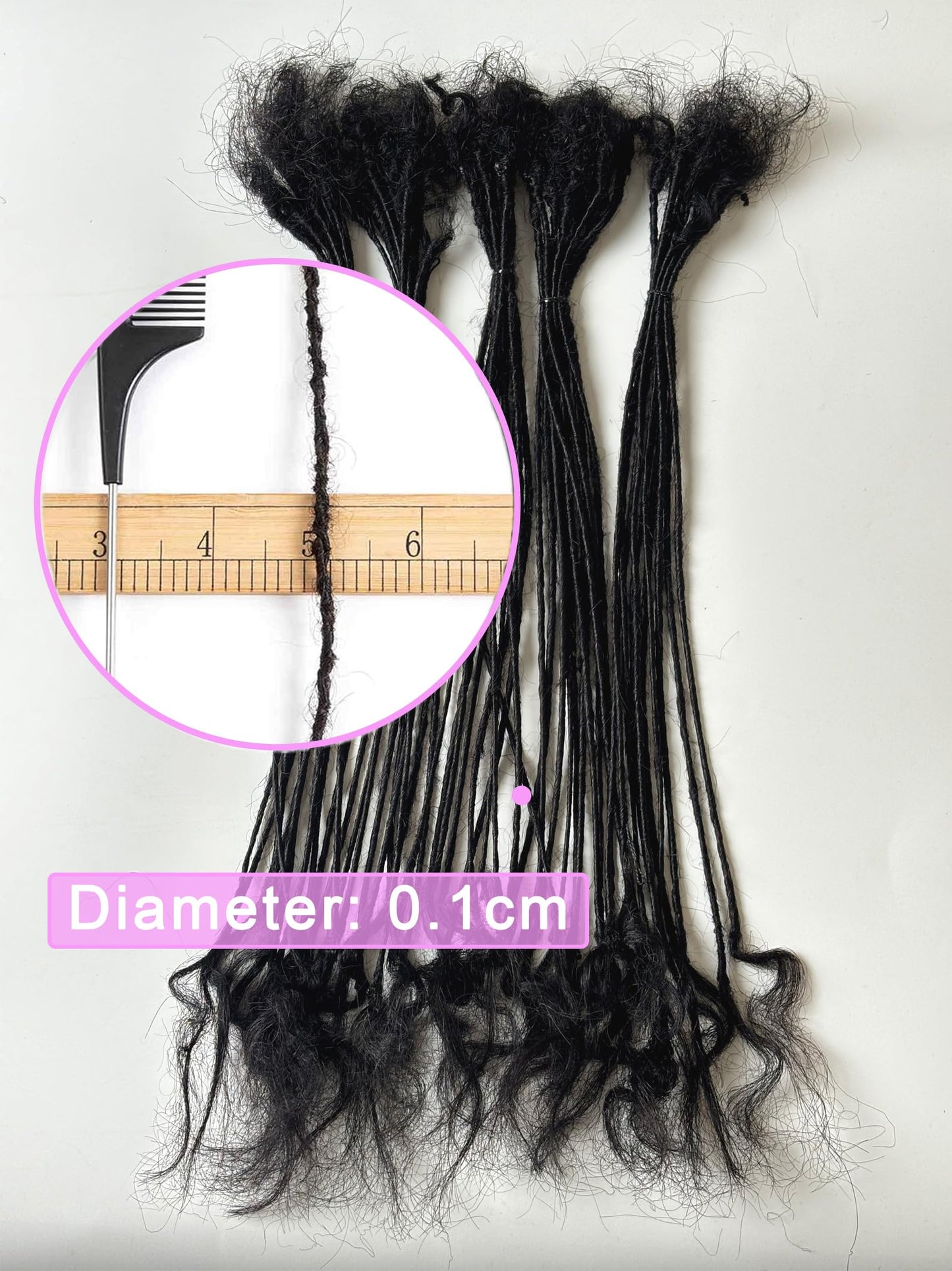 Dreadlock Maker Human Locs 0.1cm Width 14inch 50strands Micro Locs with Curly Ends Soft Dreadlock Extension Human Hair Sister Locks for Women/Men Natural Black