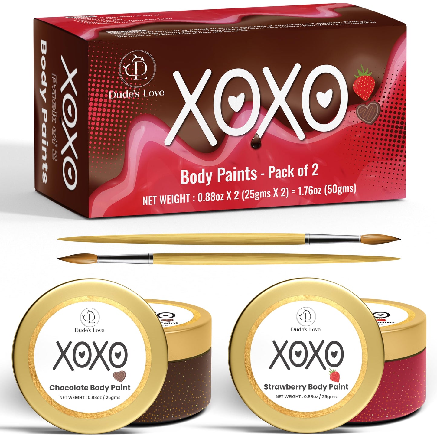 Edible Flavored Body Paints Set for Couples – Honeymoon Gifts Set | Stawberry & Chocolate | Pack of 2 – Enhance Fun & Intimacy with Skin-Friendly, Mess-Free | Easy-to-Clean – (0.88oz x 2 )1.76 Oz
