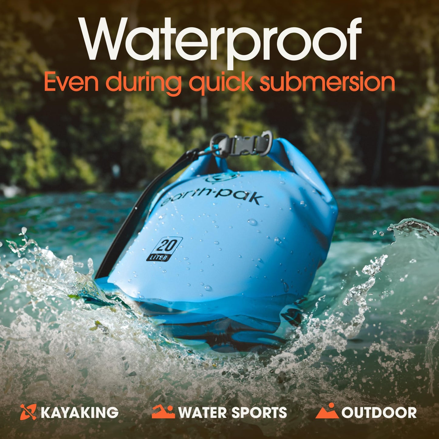 Earth Pak Waterproof Dry Bag - Roll Top Waterproof Backpack Sack Keeps Gear Dry for Kayak with Waterproof Phone Case