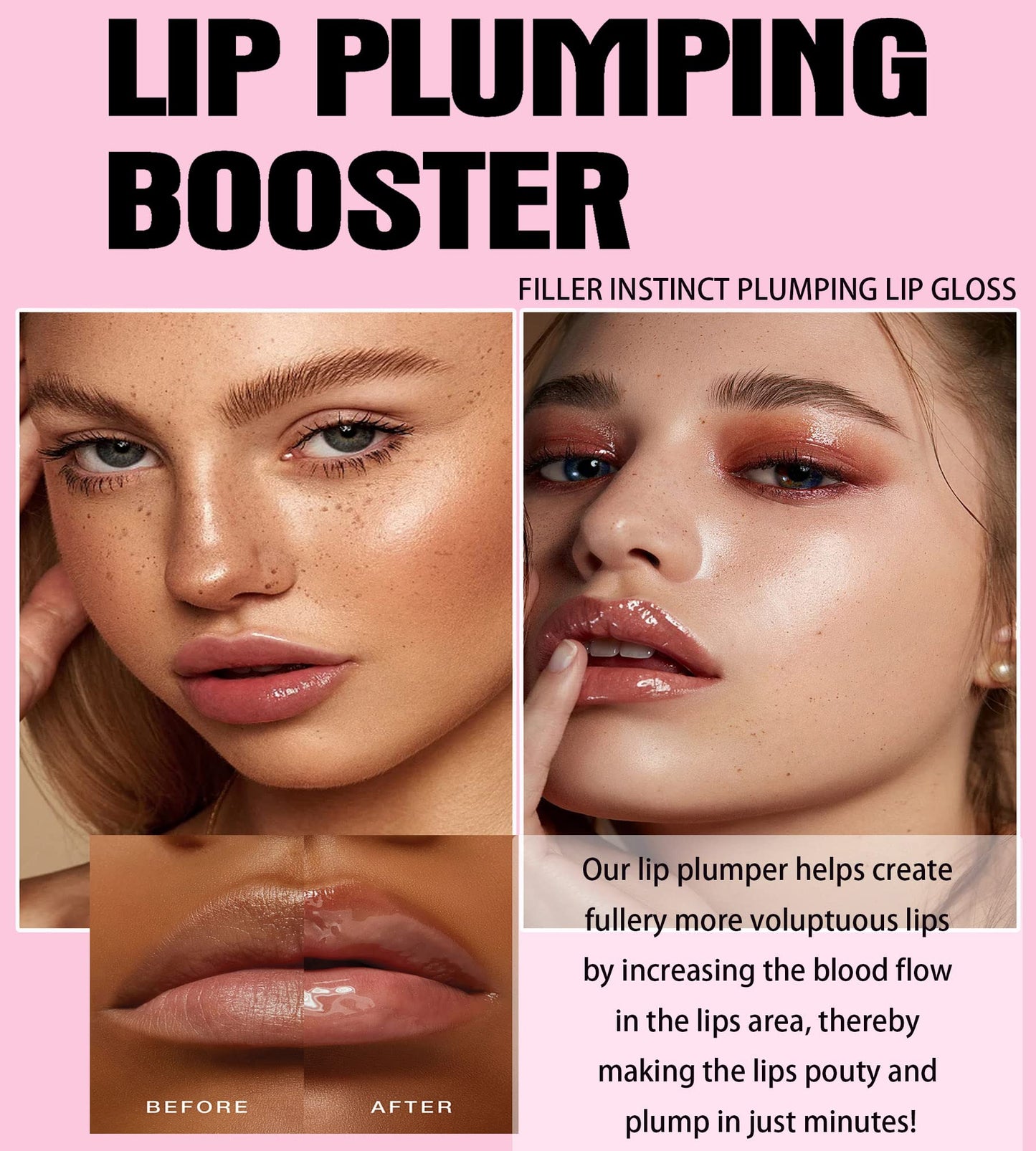 Easilydays Spicy Lip Gloss Plumper Glossy Lip Lipstick, Lifter Gloss, Hydrating, Volumizes, High-Shine, Lip Plumping Lip Glaze Lip Makeup, Plump & Pout Lip Plumper for Women Girls (#04)