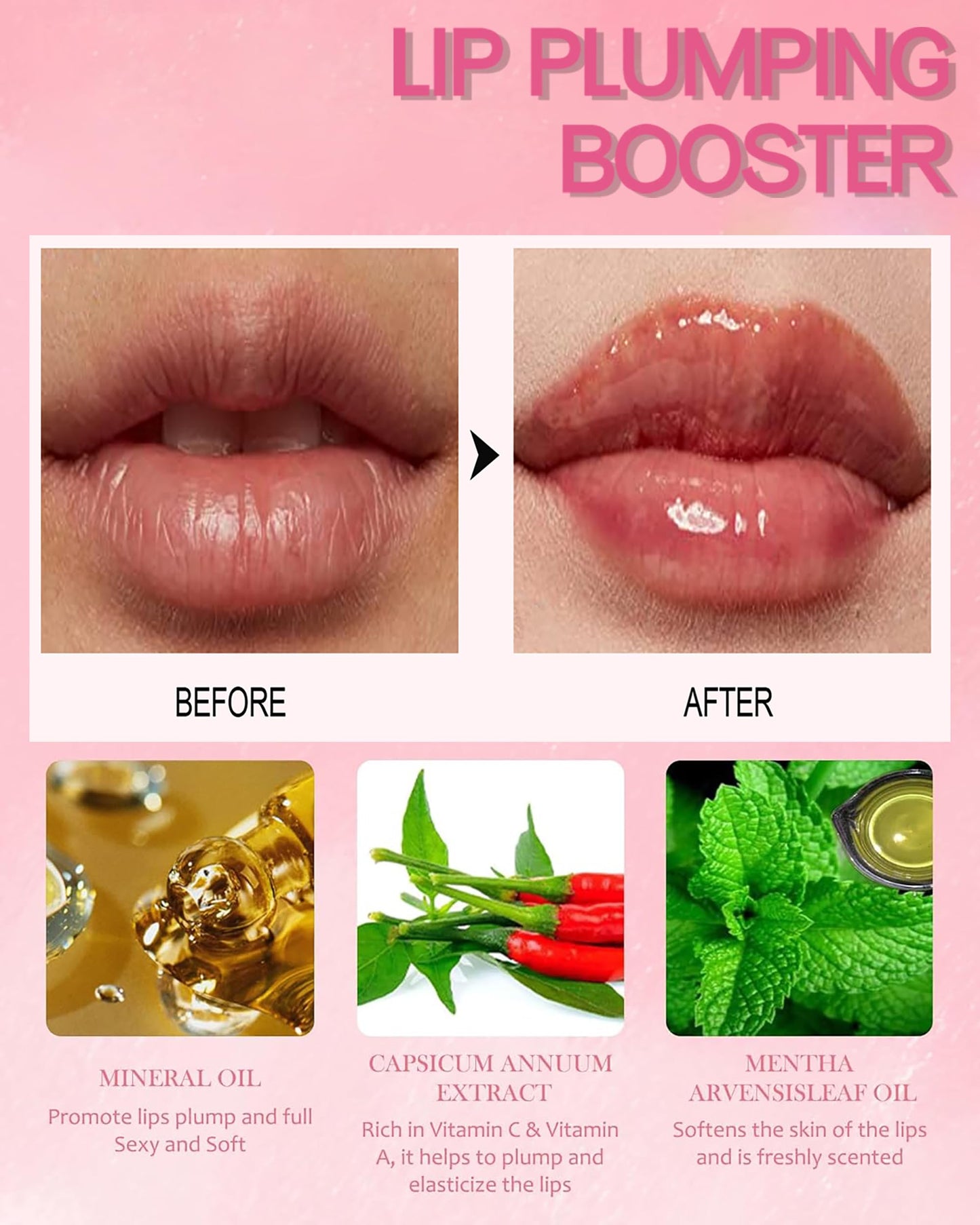 Easilydays 3 Colors Lifter Gloss, Spicy Lip Plumping Booster Lip Glossy Lipstick, Hydrating, Volumizes, High-Shine, Fuller Mirror Lip Glaze, Plump &Pout Lip Plumper for Women Girls, Set #04,05,06