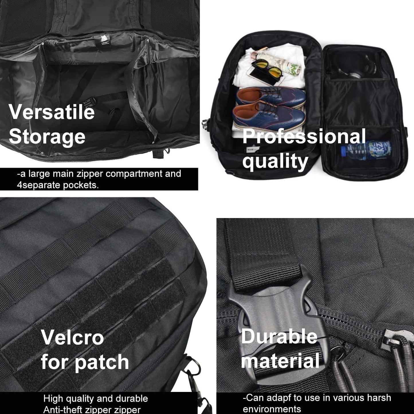3 In 1 Tactical 45L Military Backpack Travel Duffle Bag for Weekender Gym Workout Deployment