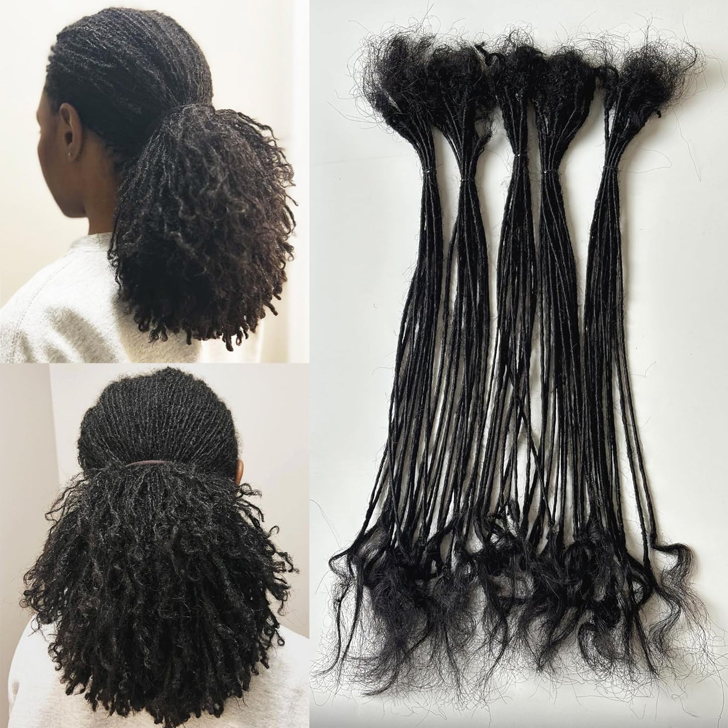 Dreadlock Maker Human Locs 0.1cm Width 14inch 50strands Micro Locs with Curly Ends Soft Dreadlock Extension Human Hair Sister Locks for Women/Men Natural Black