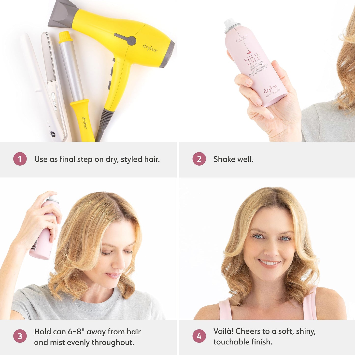 Drybar Final Call Frizz & Static Control Mist Coconut Colada Scent - Full Size | Fights Frizz, Tames Flyaways to Maintain Smooth and Shiny Blowouts, 24 Hour Frizz Control & 72 Hour Static Control