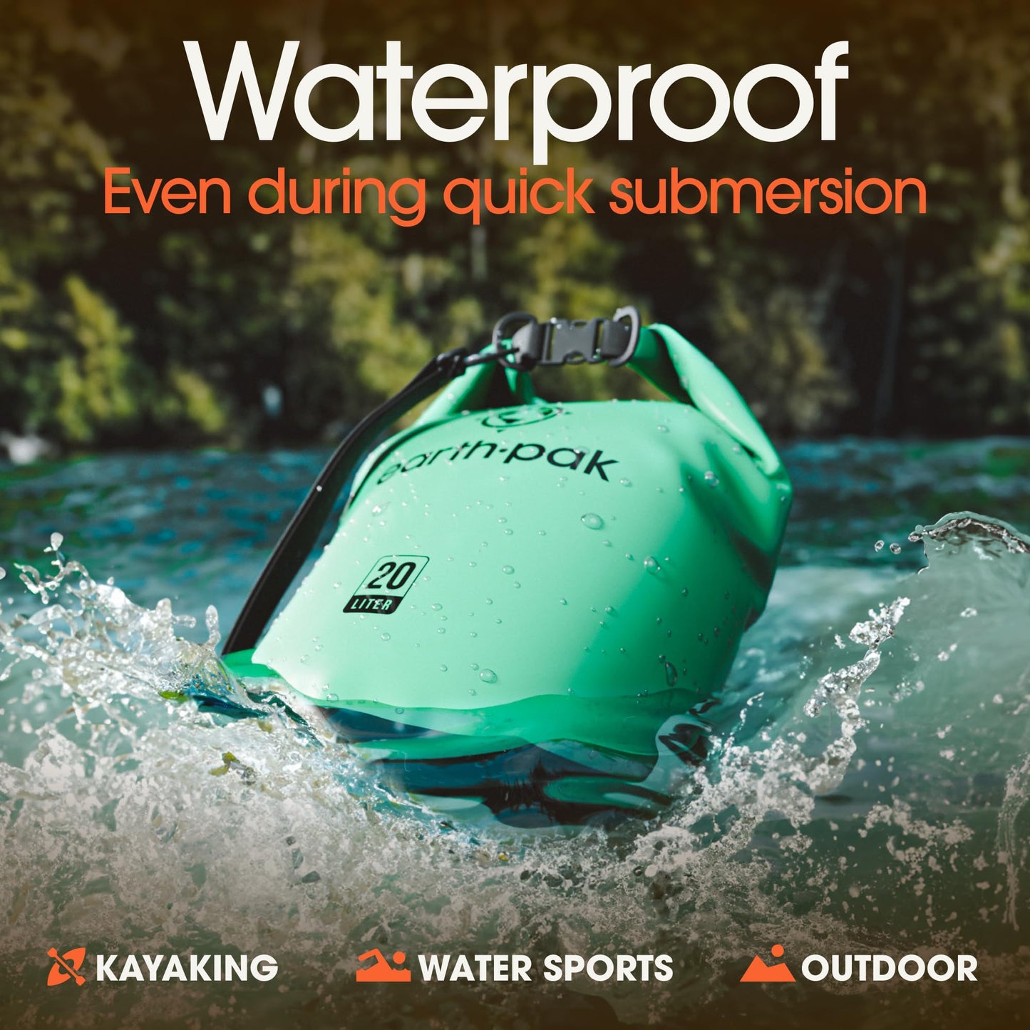 Earth Pak Waterproof Dry Bag - Roll Top Waterproof Backpack Sack Keeps Gear Dry for Kayak with Waterproof Phone Case