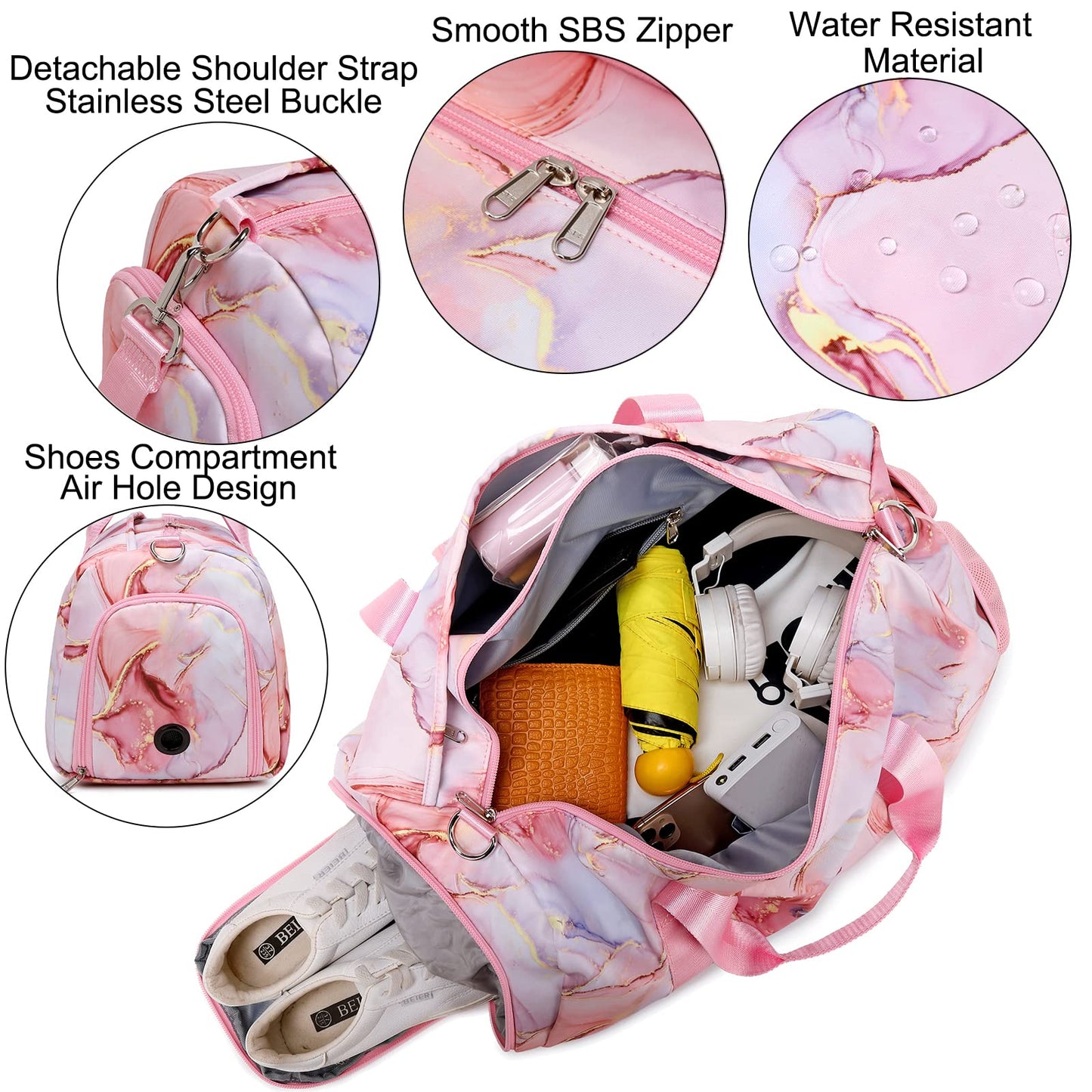 Duffle Bag for Girls Dance Bag Ballet Bag for Girls Travel Overnight Bag Girls Sports Gym Bag with Separate Dry Wet Pocket and Shoes Compartment