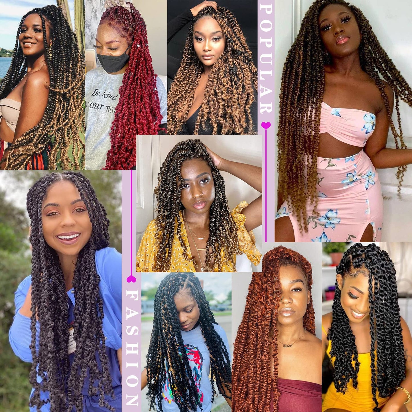Dorsanee Passion Twist Hair 30 Inch 7 Packs Water Wave Crochet Hair Long Bohemian Curly Braiding Hair for Butterfly Locs, Faux Locs, Boho Style Spring Twist Crochet Braids (1B#)