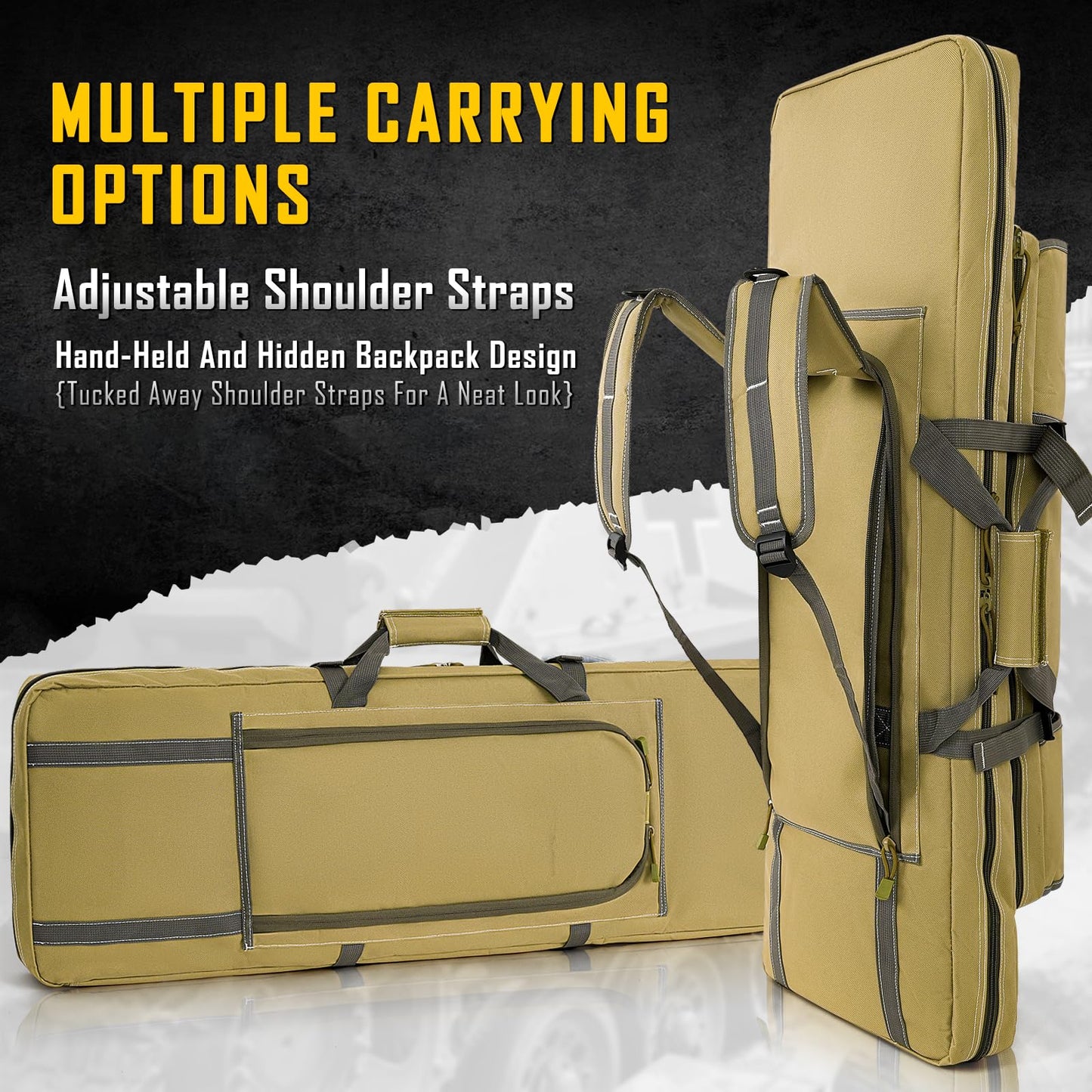 DULCE DOM 32 inch Double Rifle Case Soft Bag Gun Case, Perfect for Rifle Pistol Firearm Storage and Transportation, All Around Shooting Range Tactical Rifle Backpack, Indoor Outdoor