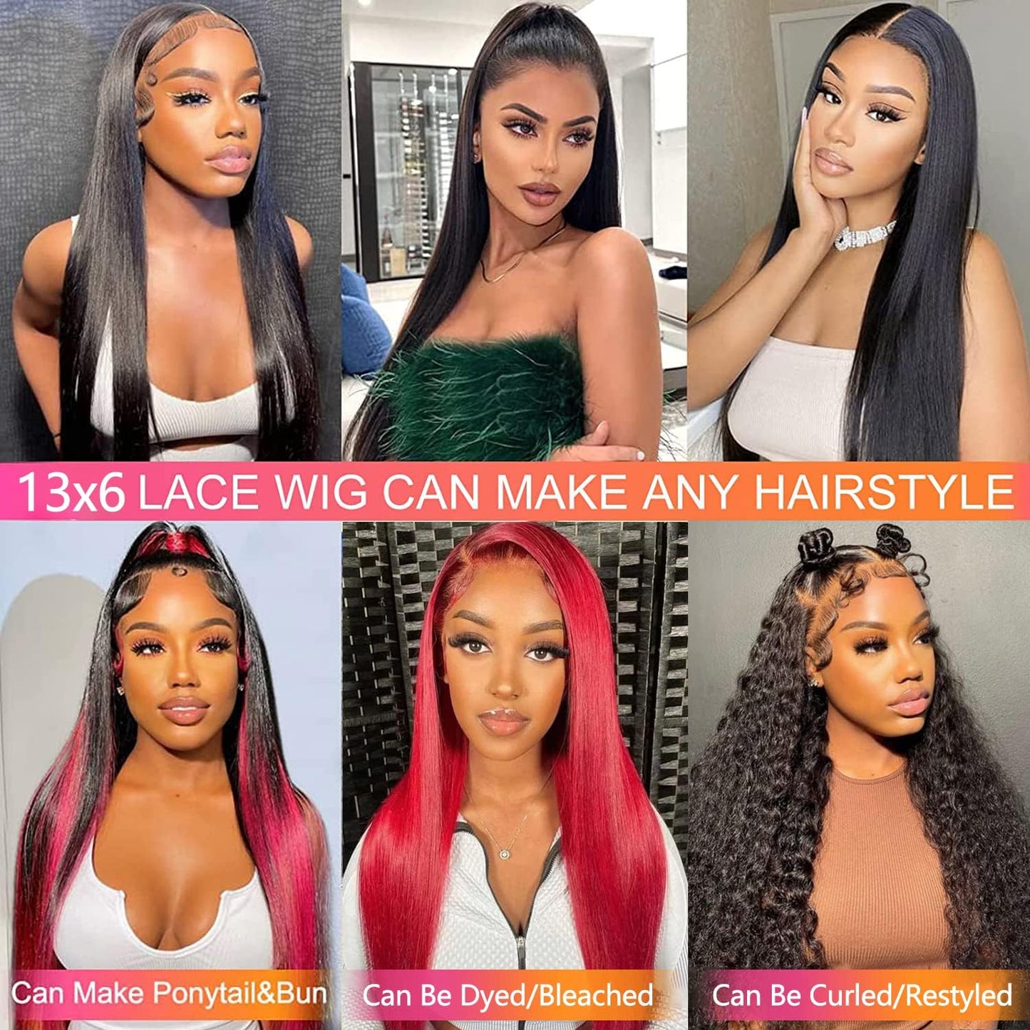 13x6 Straight Lace Front Wigs - Human Hair HD Transparent Lace Frontal Wigs for Black Woman - Brazilian Glueless Wigs - Pre Plucked Natural Color 36 Inch