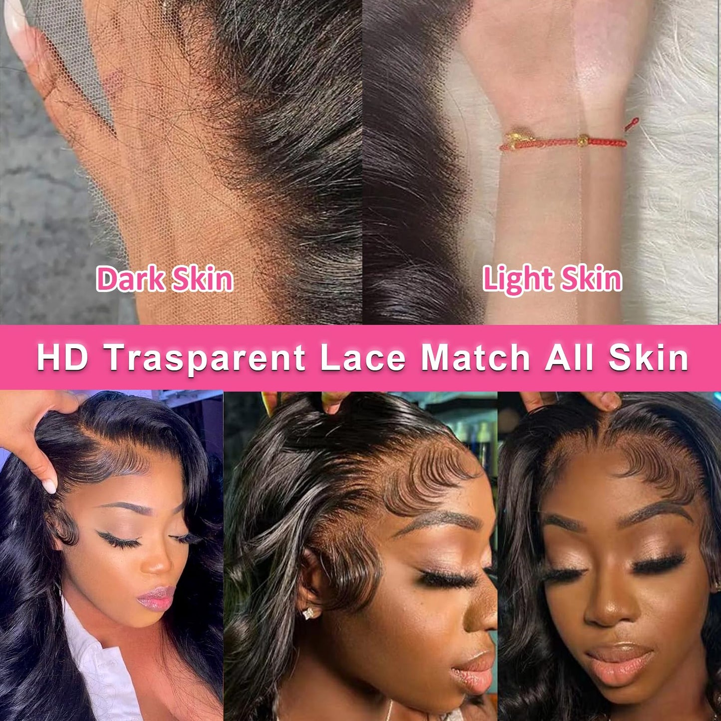 Enguer 24 Inch Body Wave Lace Front Wigs Human Hair 13x4 HD Lace Front Wigs Human Hair Pre Plucked Body Wave Glueless Frontal Wigs Human Hair 180% Density for Wome
