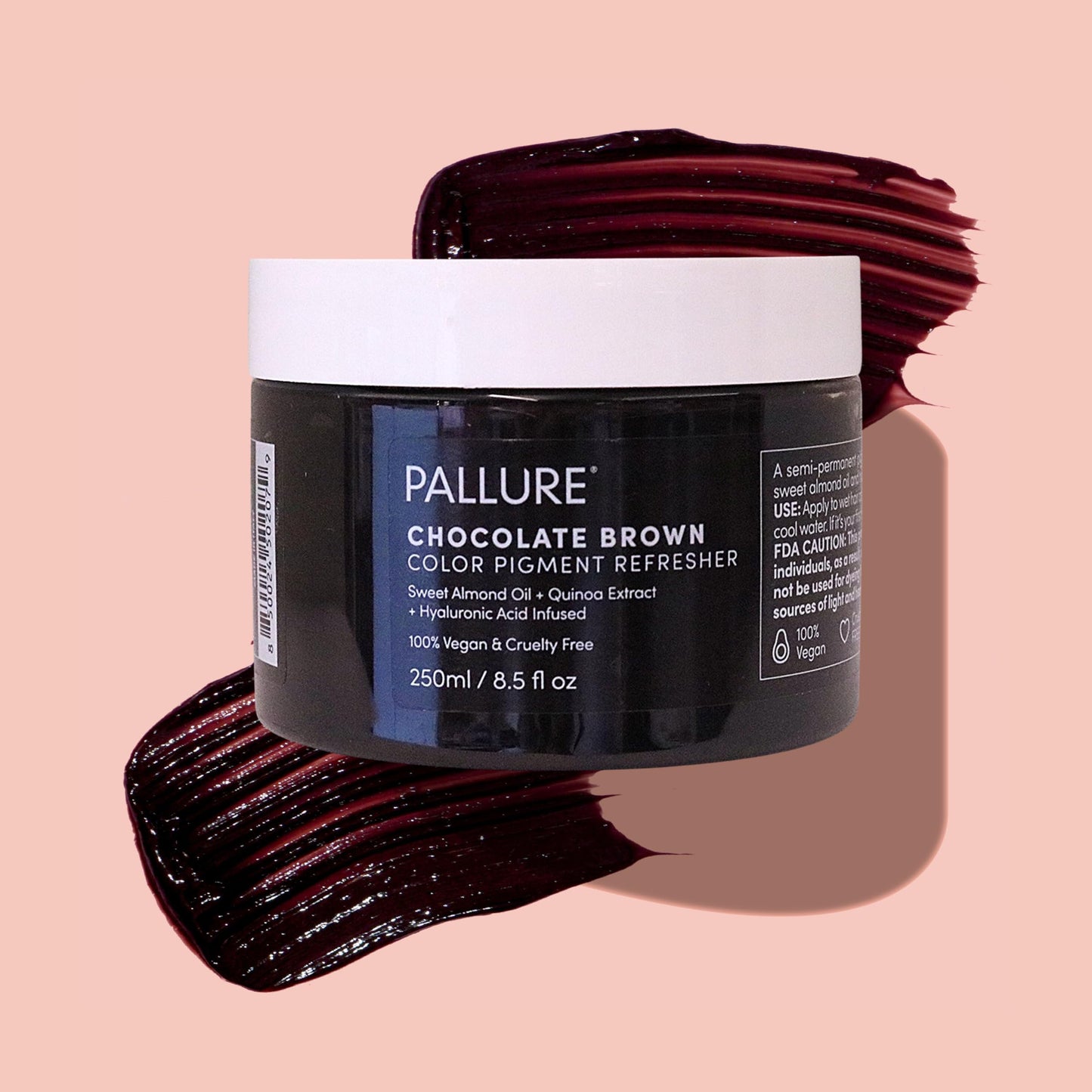 Pallure Color Pigment Refresher Mask, Semi Permanent Hair Color Depositing Conditioner, 8.5 Oz (Brown)