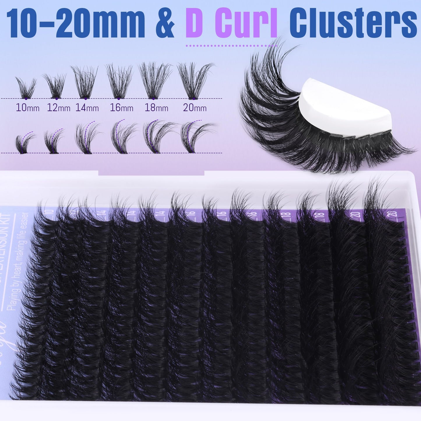10-20mm Fluffy Lash Clusters with Manga Bottom Lashes Extension Wispy Cluster Eyelash Extensions D Curl Individual Lashes Volume DIY Eyelashes by Geeneiya