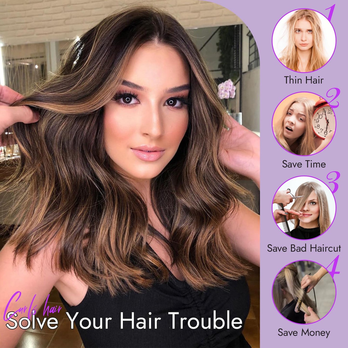 Eawwii Ombre Brown Short Wavy Wig for Women Lace Hairline Bob Style Synthetic Heat Resistant - Natural Appearance for Everyday Hairstyle 14 Inch