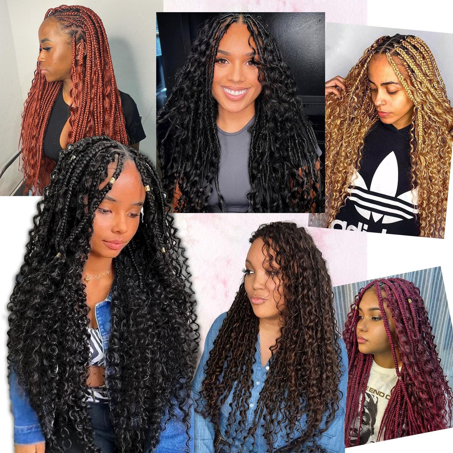 Dorsanee Dark Brown Braiding Hair for Boho Braids 20 Inch 4 Packs Pre Stretched Braiding Hair and 18 Inch 1 Pack Deep Wave Braiding Hair for Crochet Boho Braids Synthetic Hair Extensions (4#)