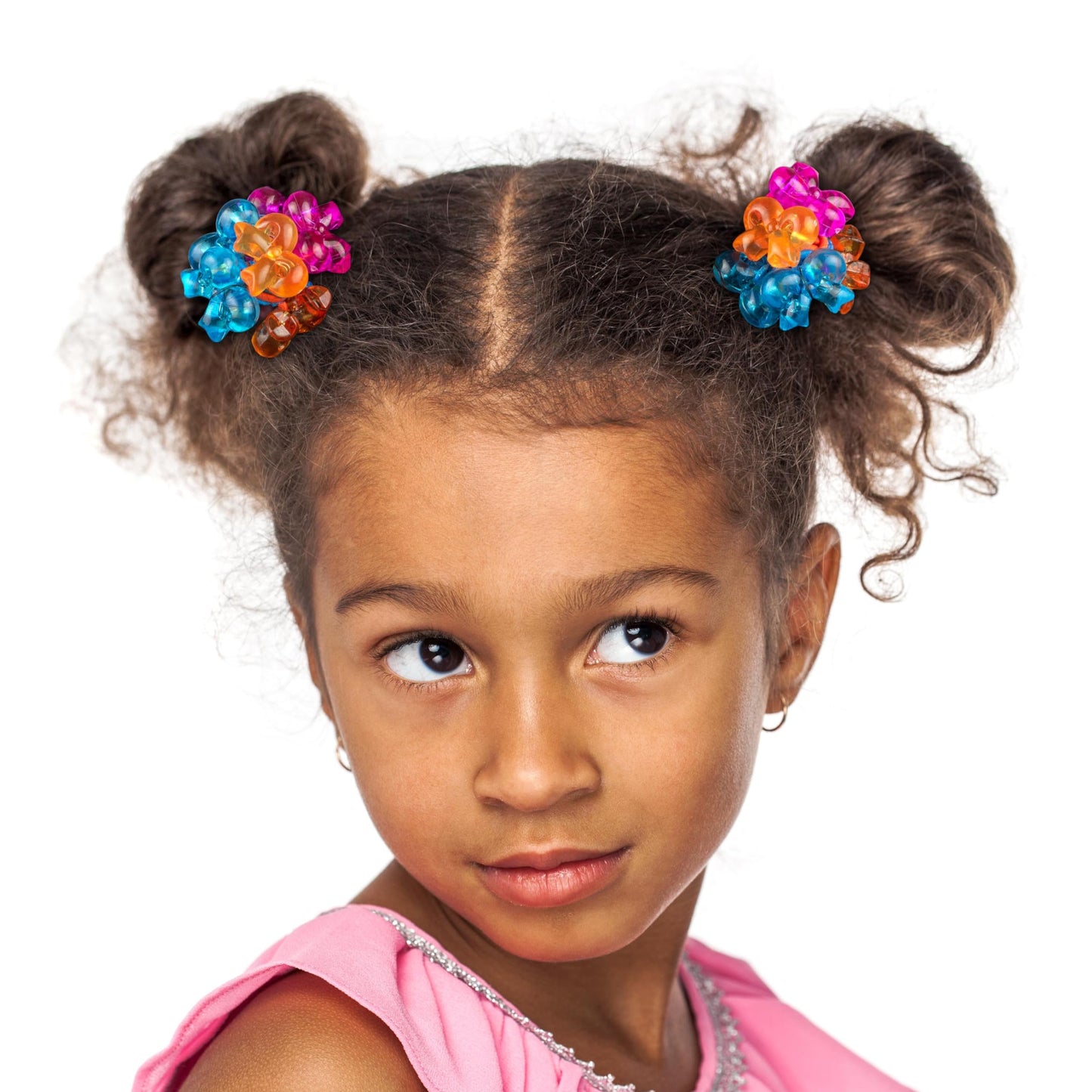 Expressions 24pc Ponytailers Ponytail Balls Hair Elastics, Flower-Shaped Multicolored Twin Hair Beads Bauble Hair Ties Ponytail Holders, Toddler Hair Accessories, Kids Hair Ties, Value Pack