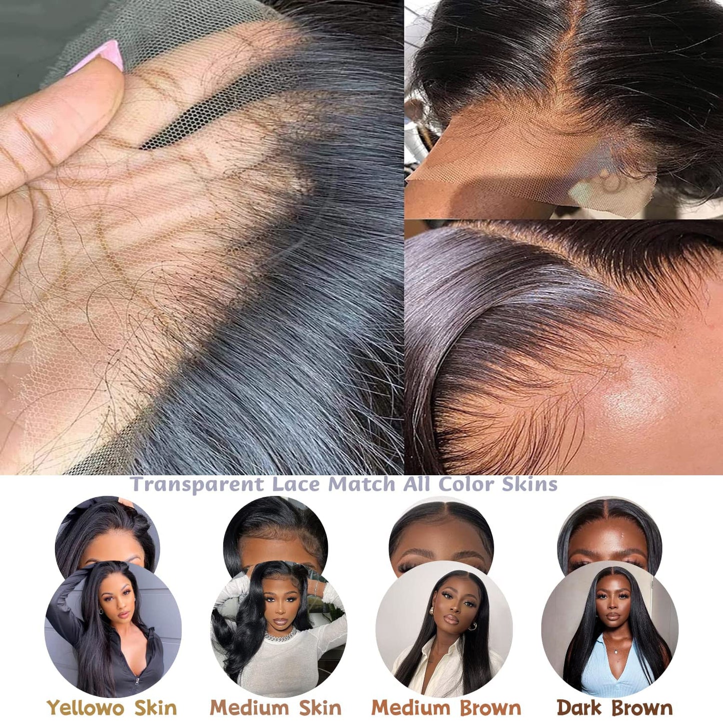 13x6 Straight Lace Front Wigs Human Hair HD Transparent Lace Front Human Hair Wigs for Black Woman Brazilian Lace Frontal Wigs Human Hair Glueless Wigs Human Hair Pre Plucked Natural Color 32inch