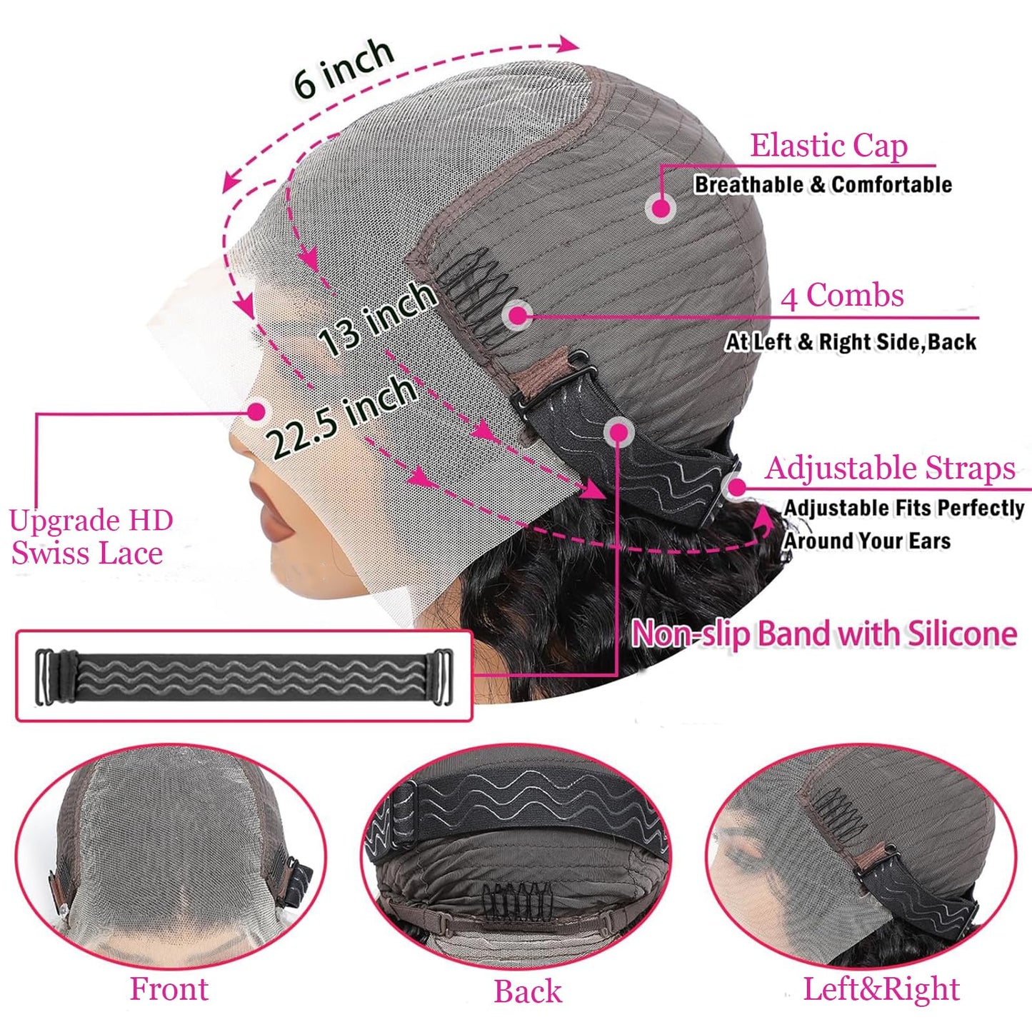 13x6 HD Lace Front Wigs Human Hair 200% Density Deep Wave Lace Front Wigs Human Hair 26 Inch Glueless Deep Curly Lace Frontal Wigs for Women Pre Plucked Wet and Wave Wigs Human Hair with Baby Hair
