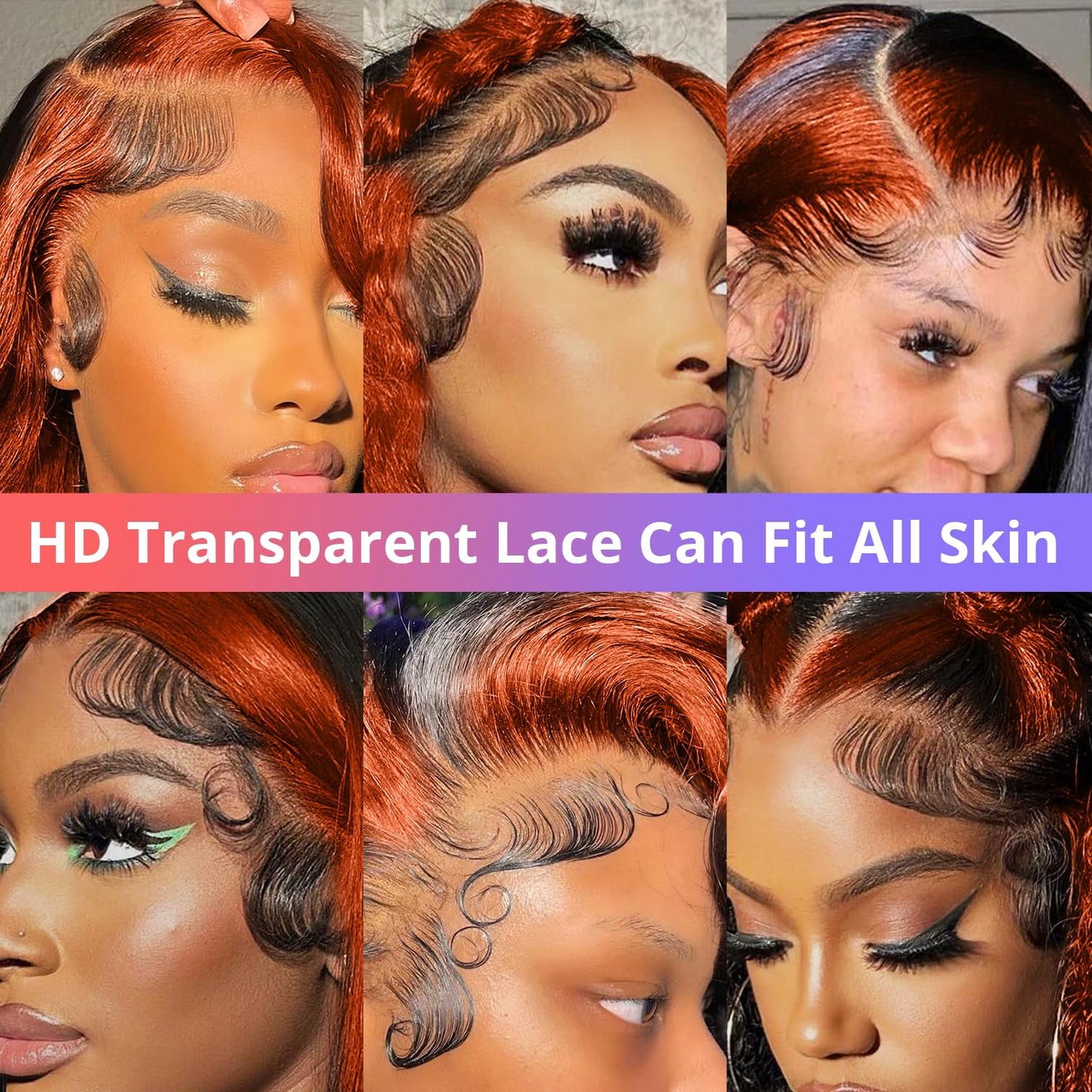 200% Density 13X6 Ginger Lace Front Wigs Human Hair Pre Plucked for Women Ombre 13X6 HD Transparent Ginger Orange Lace Front Wigs Human Hair Glueless Ginger Colored Lace Front Wigs Human Hair (24Inch)