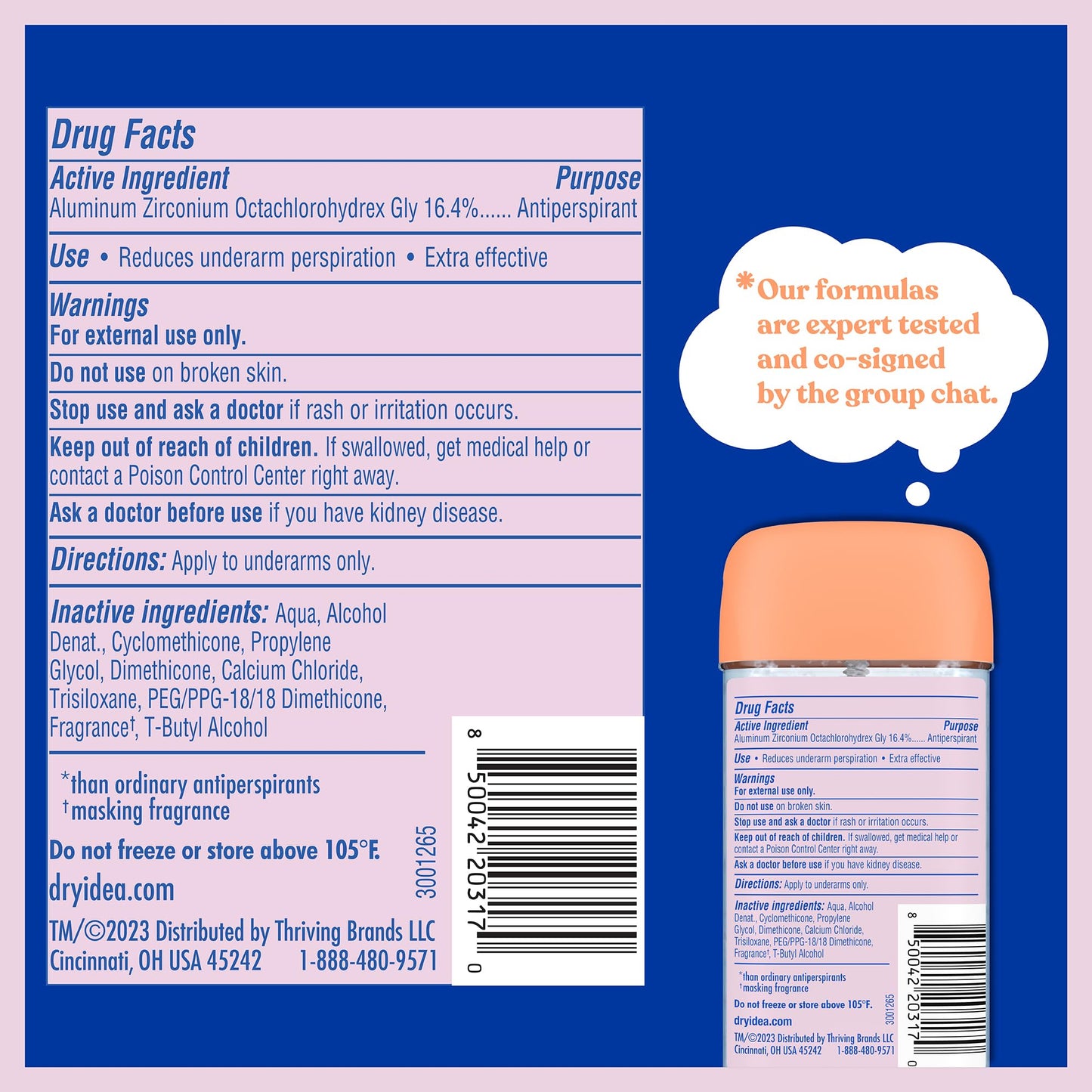 Dry Idea Gel Deodorant & Antiperspirant | 2X Longer Sweat Protection | 72-Hour Odor Protection | Unscented & Hypoallergenic for Sensitive Skin, 3 oz. (Pack of 3)
