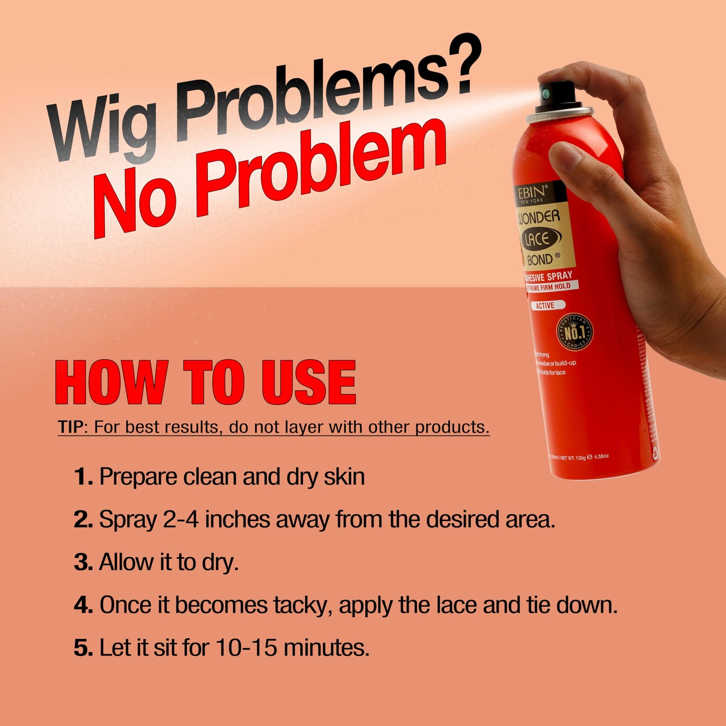 EBIN NEW YORK Wonder Lace Bond Adhesive Spray (Extreme Firm Hold, 6.34oz / 180ml)