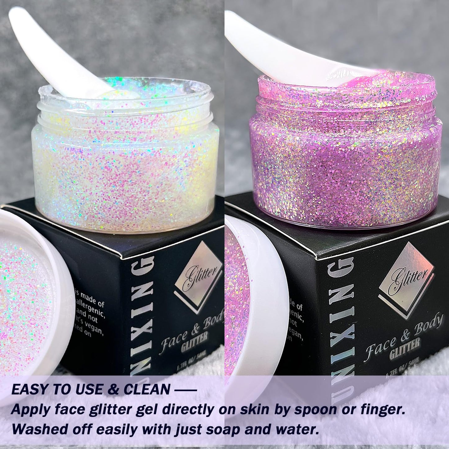 2 Pack Holographic Body Glitter Gel for Body, Face, Hair and Lip Color Changing Sparkling Face Glitter Gel for Music Festival Halloween Concerts Art Party Rave (Neon Pink + Pink Chameleon)
