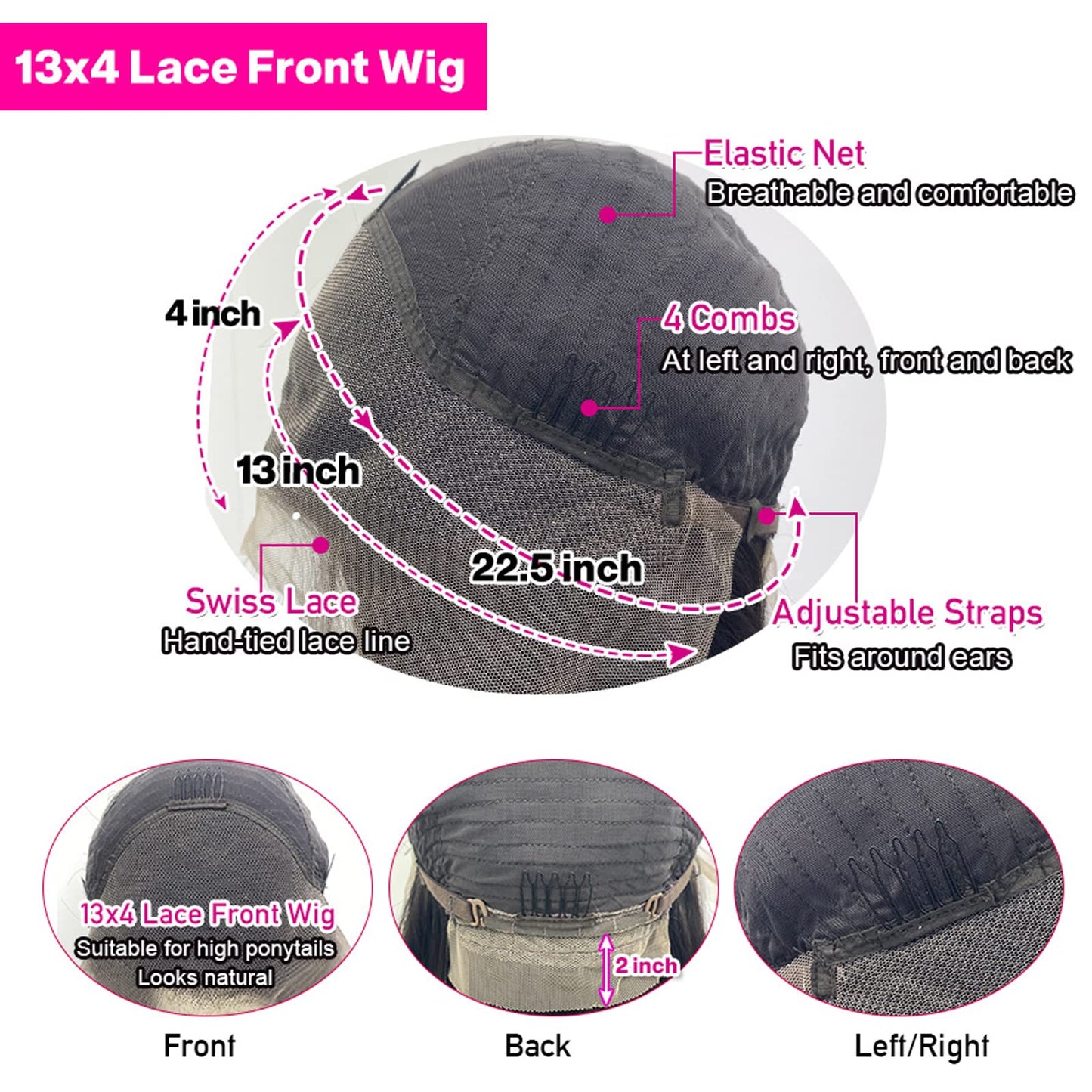 Eileen 13x4 HD Lace Front Wigs Human Hair Straight 28 Inch 180 Density Glueless Wigs Human Hair Straight Lace Frontal Wigs Human Hair Closure Wig Human Hair for Women Natural Black