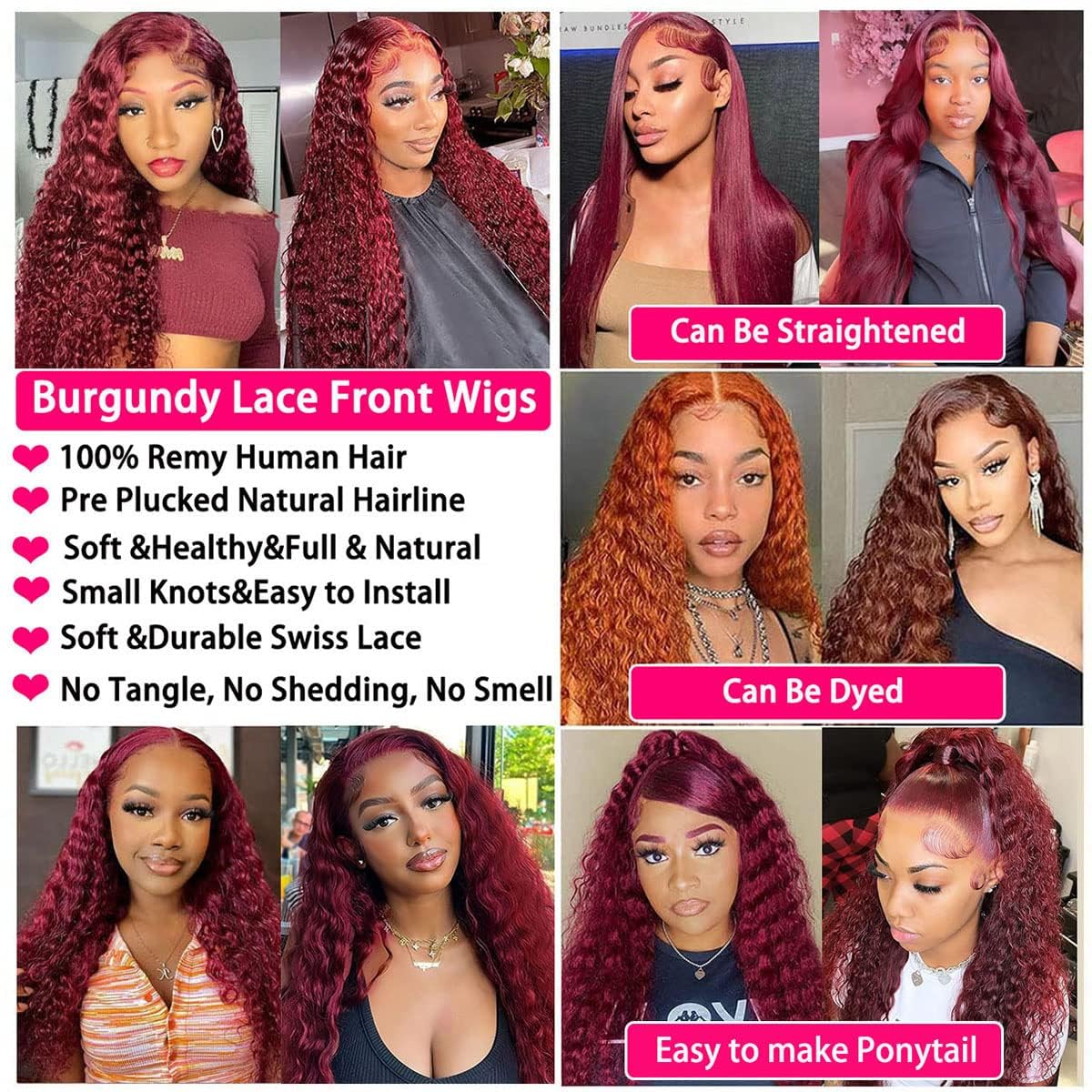 DULTEV Burgundy Lace Front Wigs Human Hair 99J 13x4 HD Deep Wave Lace Front Wigs Human Hair Pre Plucked Colored Wine Red Wig Glueless With Baby Hair Wigs For Women
