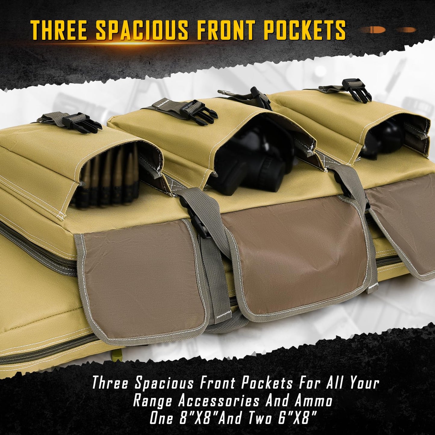 DULCE DOM 32 inch Double Rifle Case Soft Bag Gun Case, Perfect for Rifle Pistol Firearm Storage and Transportation, All Around Shooting Range Tactical Rifle Backpack, Indoor Outdoor