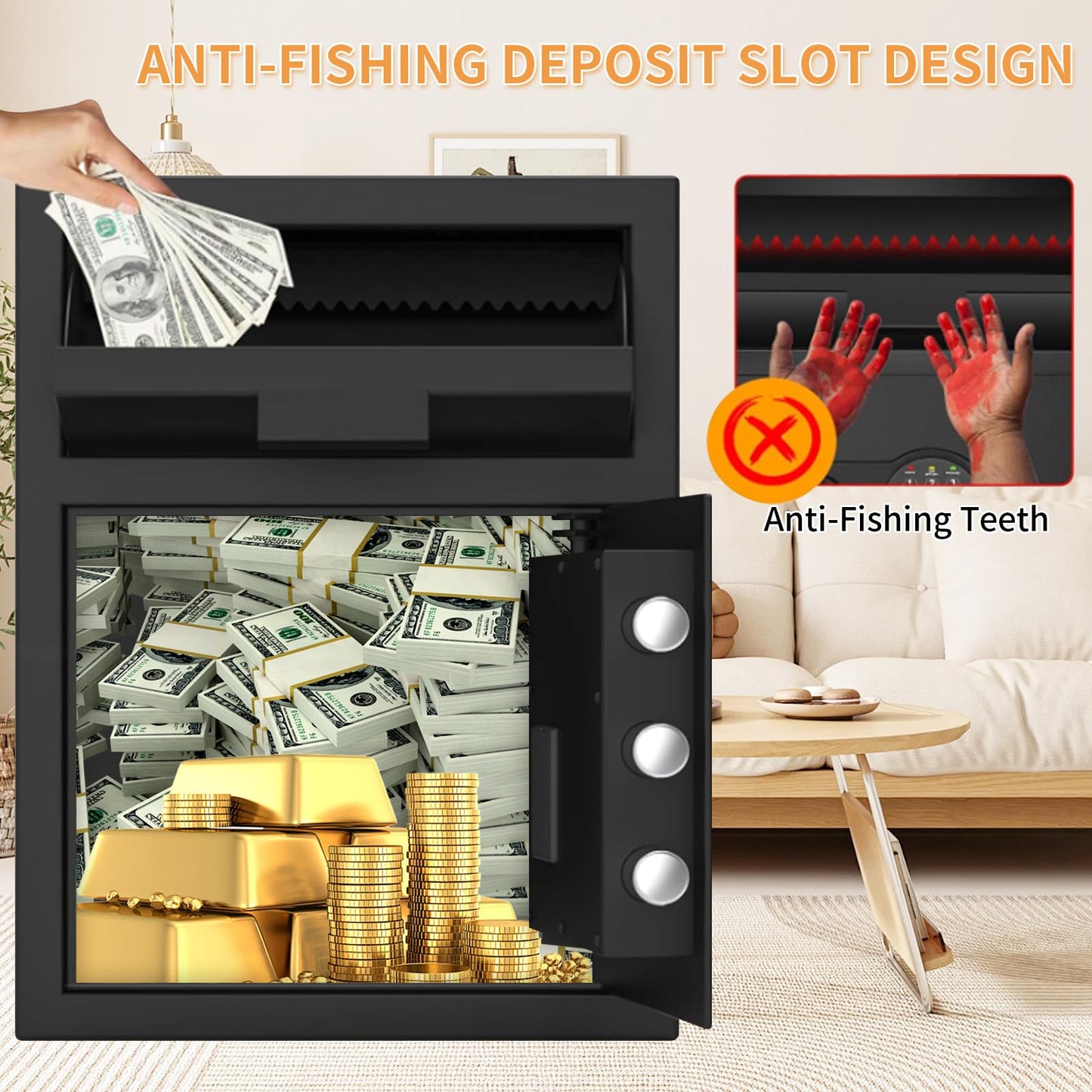 2.8 cu ft Large Fireproof Drop Safe Box for Business, Anti-Theft Cash Drop Safe with Slot & Combination Lock, Heavy Duty Depository Slot Safes for Home Business Mail Church