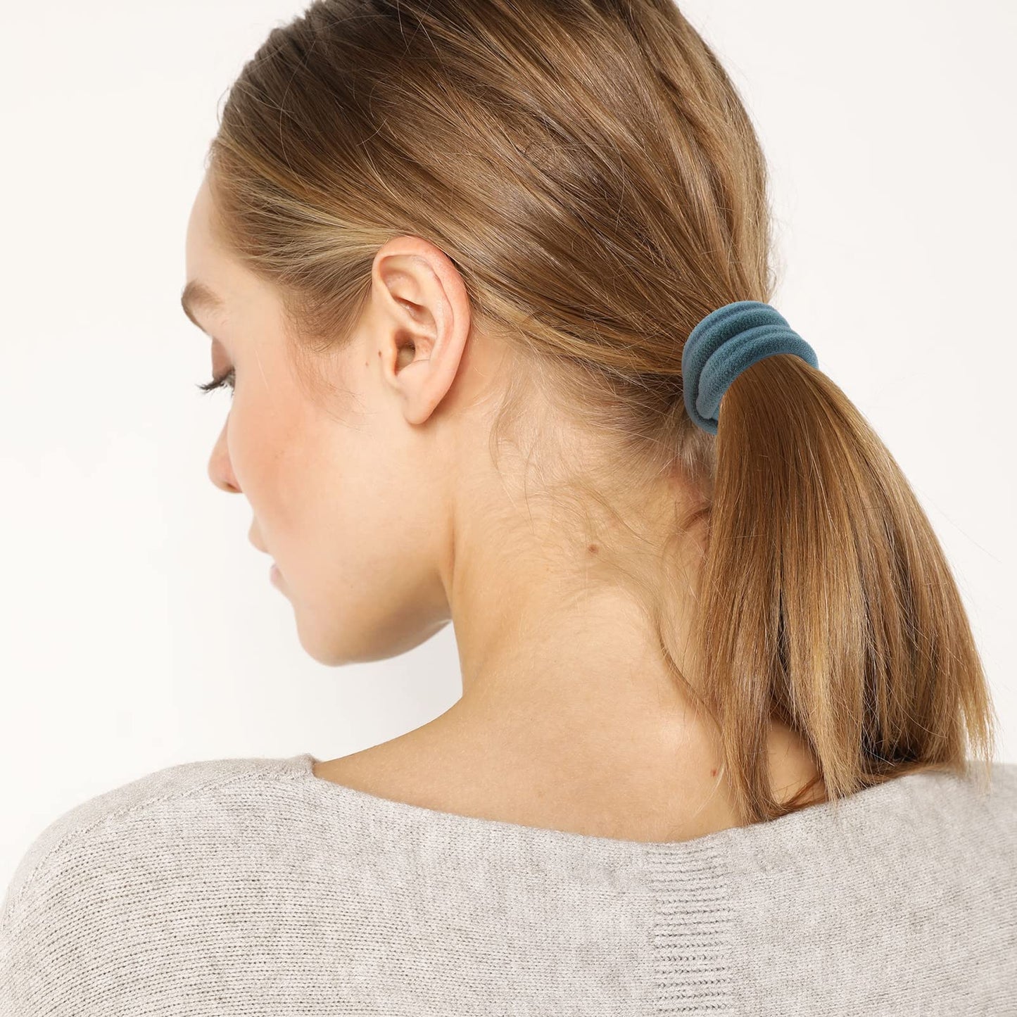 100 Pcs Thick Seamless Hair Ties, Ponytail Holders Hair Accessories No Damage for Thick Hair (Cool Colors)