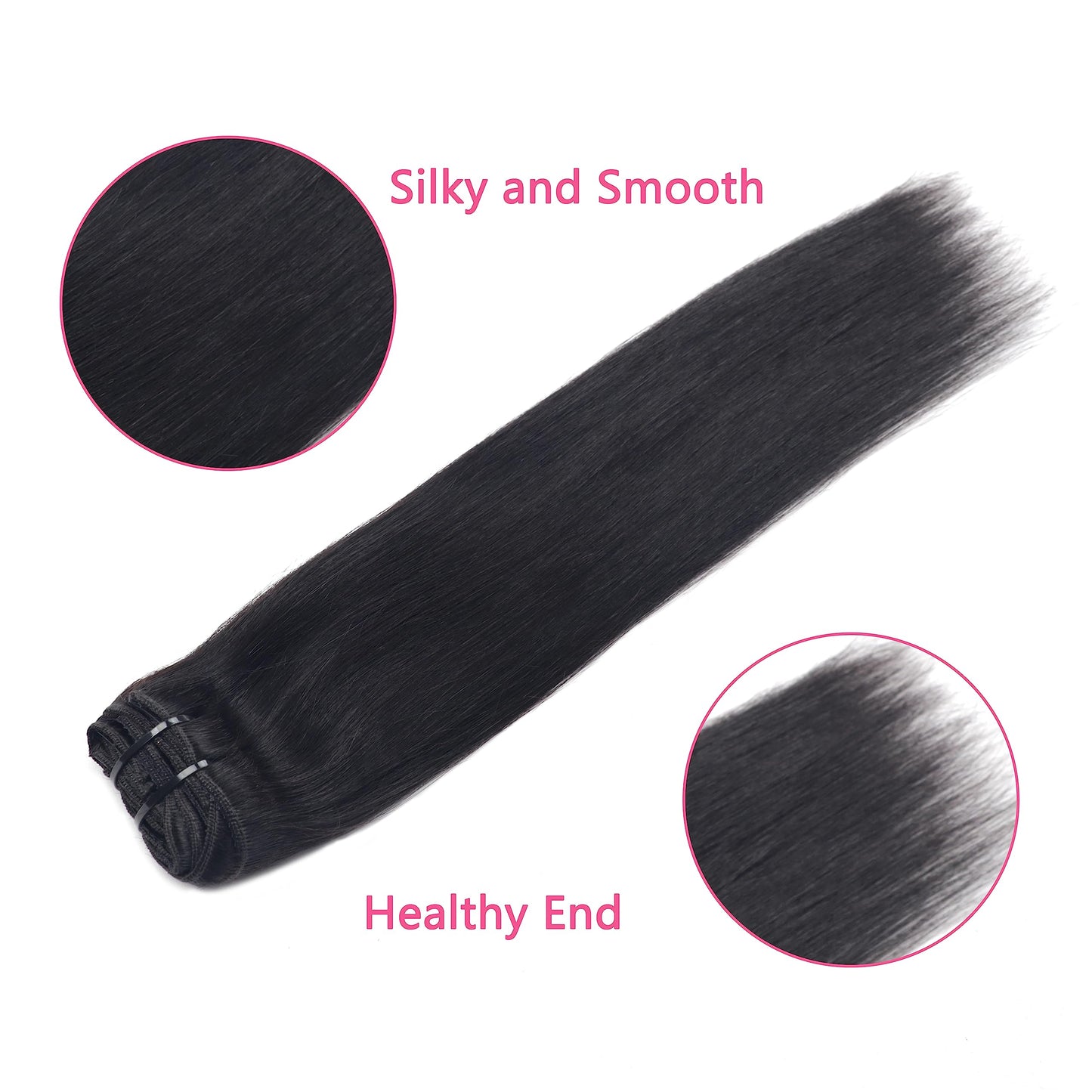 EasiContour Clip in Hair Extensions Real Human Hair Clip ins For Women 100% Unprocessed Brazilian Virgin Hair Straight Clip on Hair Extensions 8pcs With 18 Clips 120g(12inch,#1B)