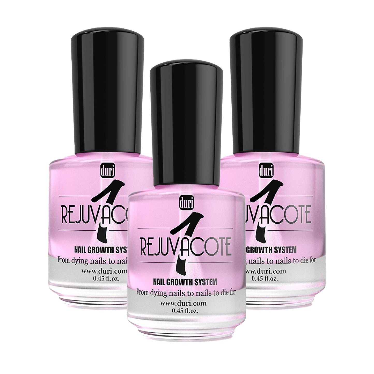 duri Rejuvacote 1 Nail Growth System - Original Maximum Strength Formula - Nail Strengthener and Nail Growth - Base and Top Coat - Pack of 3 - 0.45 fl. oz.